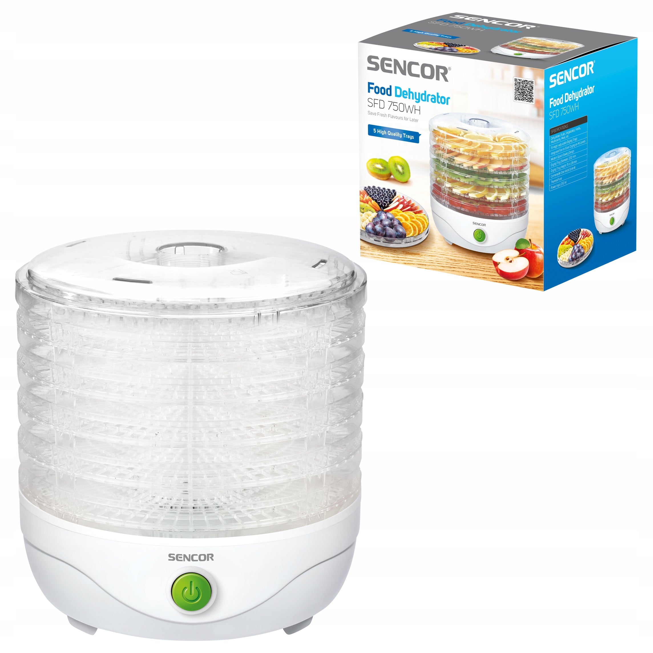 Food Fruit Mushroom Dryer 250W 5 TAC Sencor SFD 750WH Packaging status original