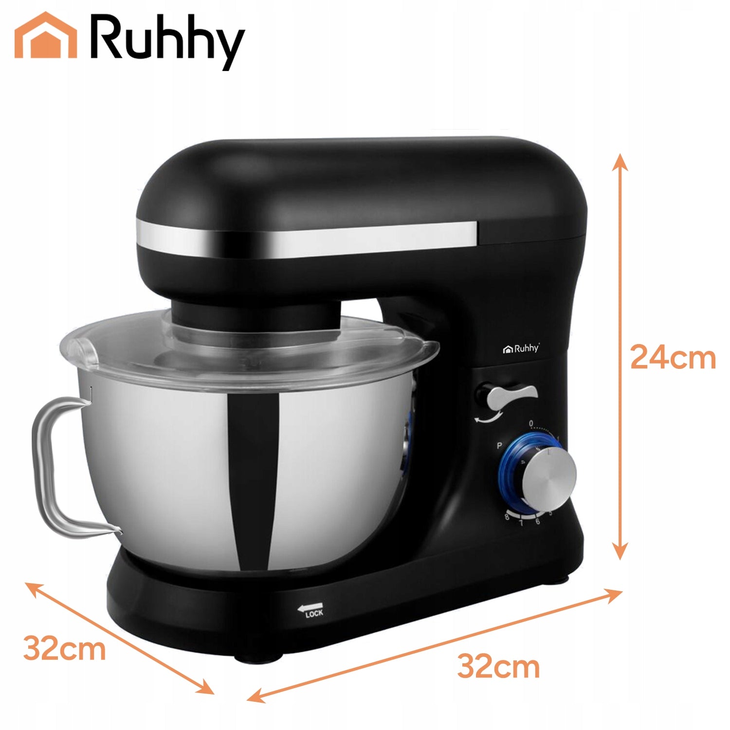 Food Processor Planetary Mixer Multifunctional Black Bowl 4,5l Set Manufacturer code Robot kuchenny planetarny 1700W Ruhhy