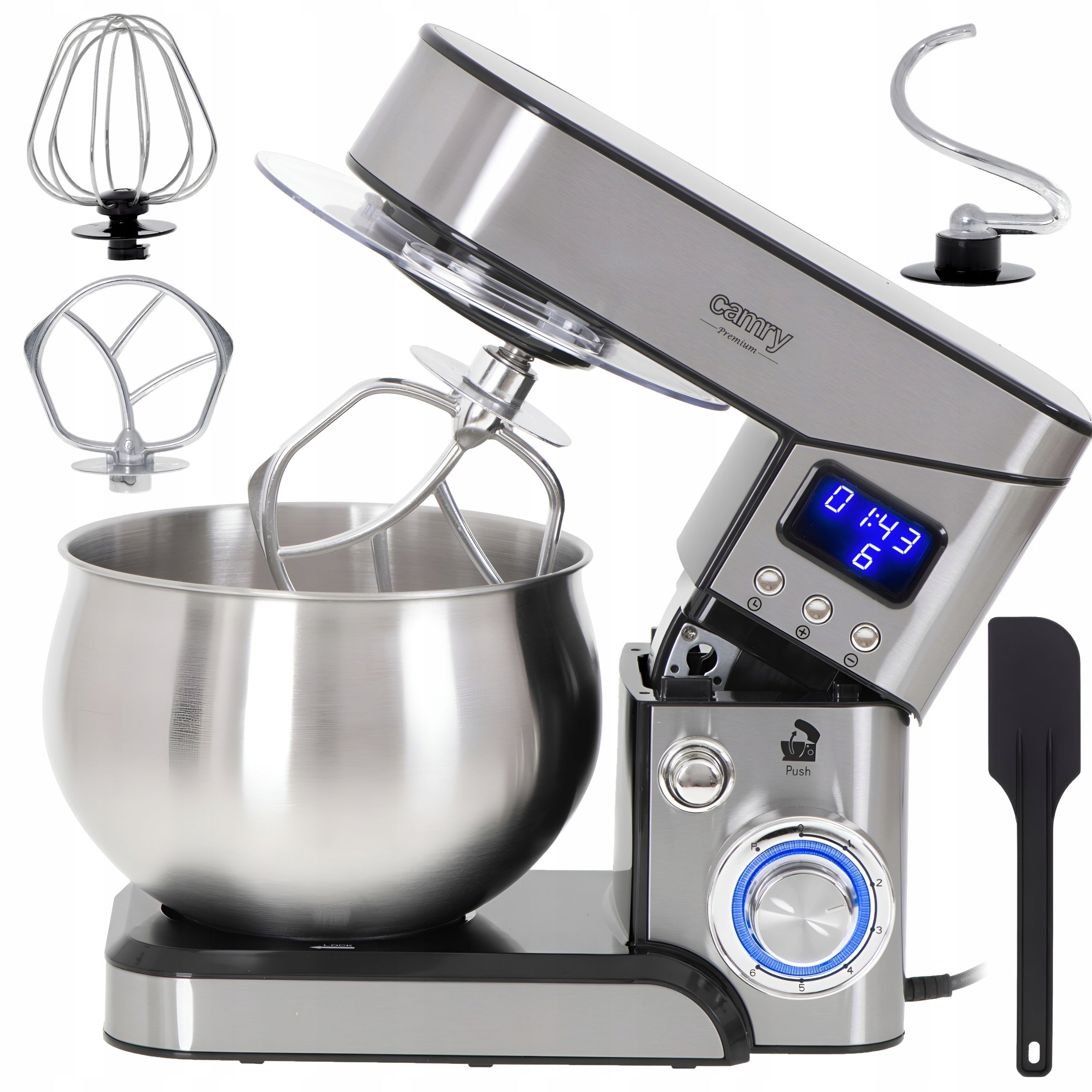 Food Processor Planetary Mixer Strong Steel 2000W Bowl 5L 3 Stirrers