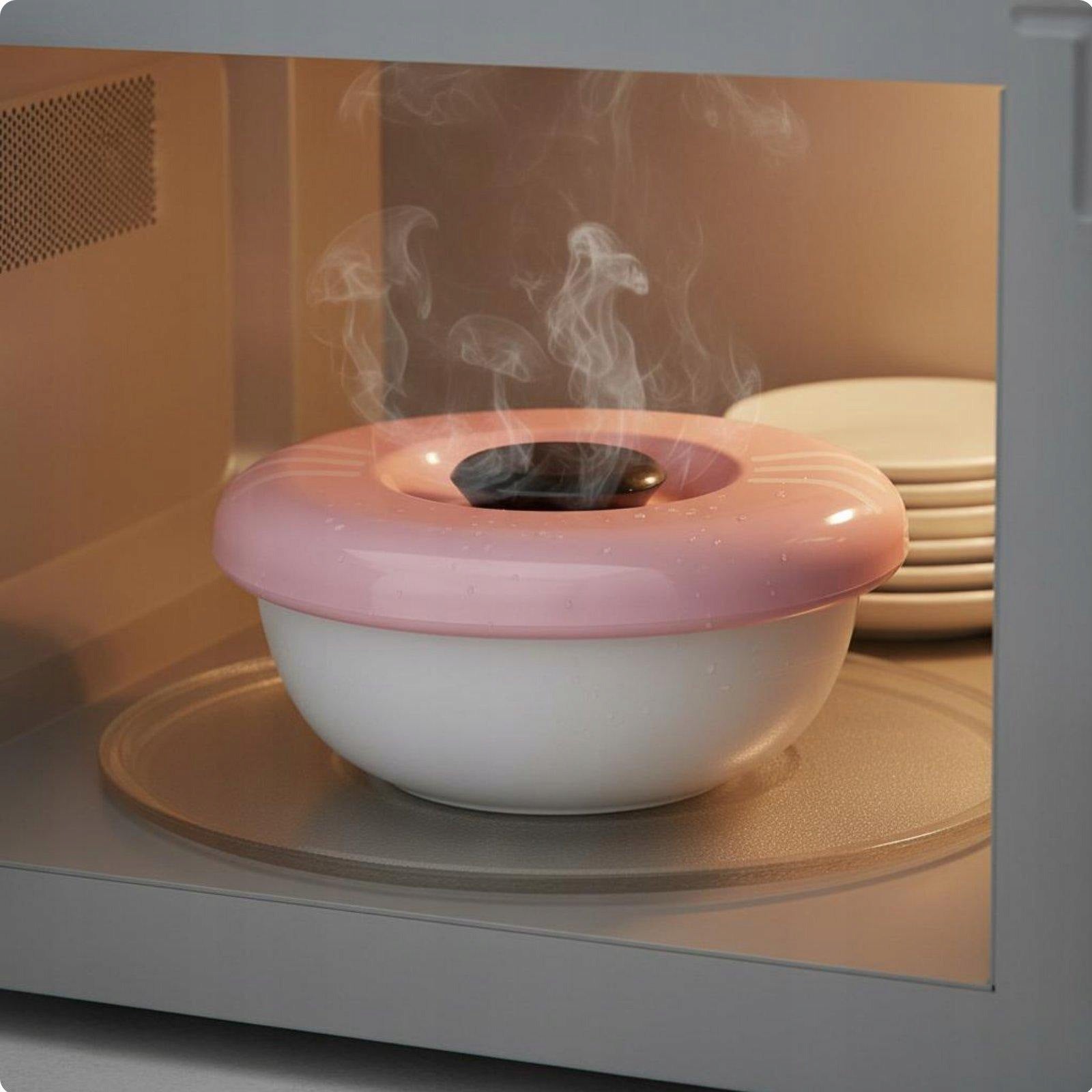 Food grade Microwave Cover Heat resistant Steam Release Dome Kitchen Pink