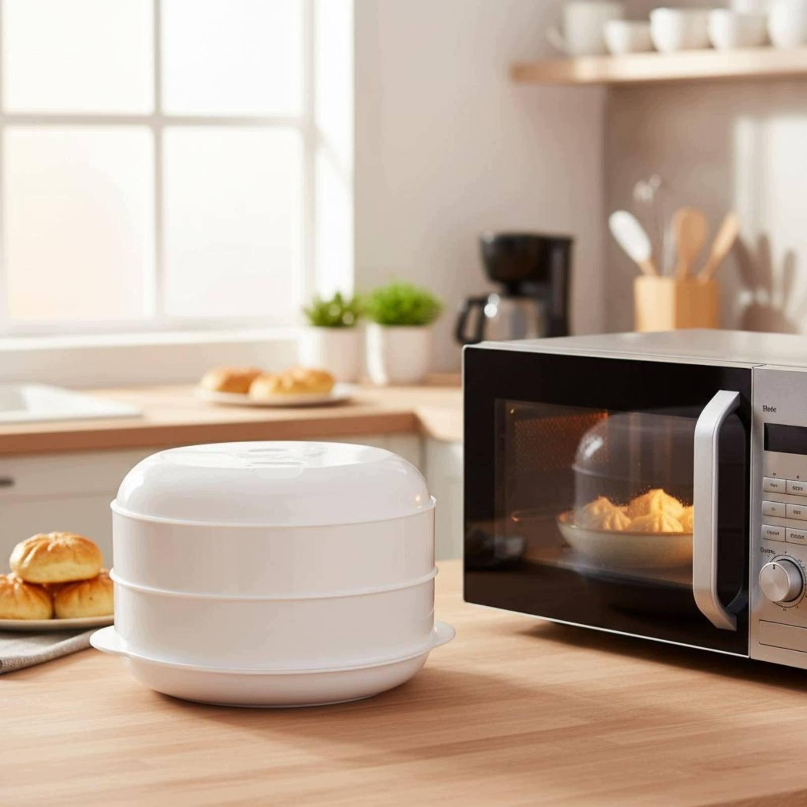 Food grade PP Microwave Steamer Multi Steaming Basket Kitchen M 3 Layer Brand no brand