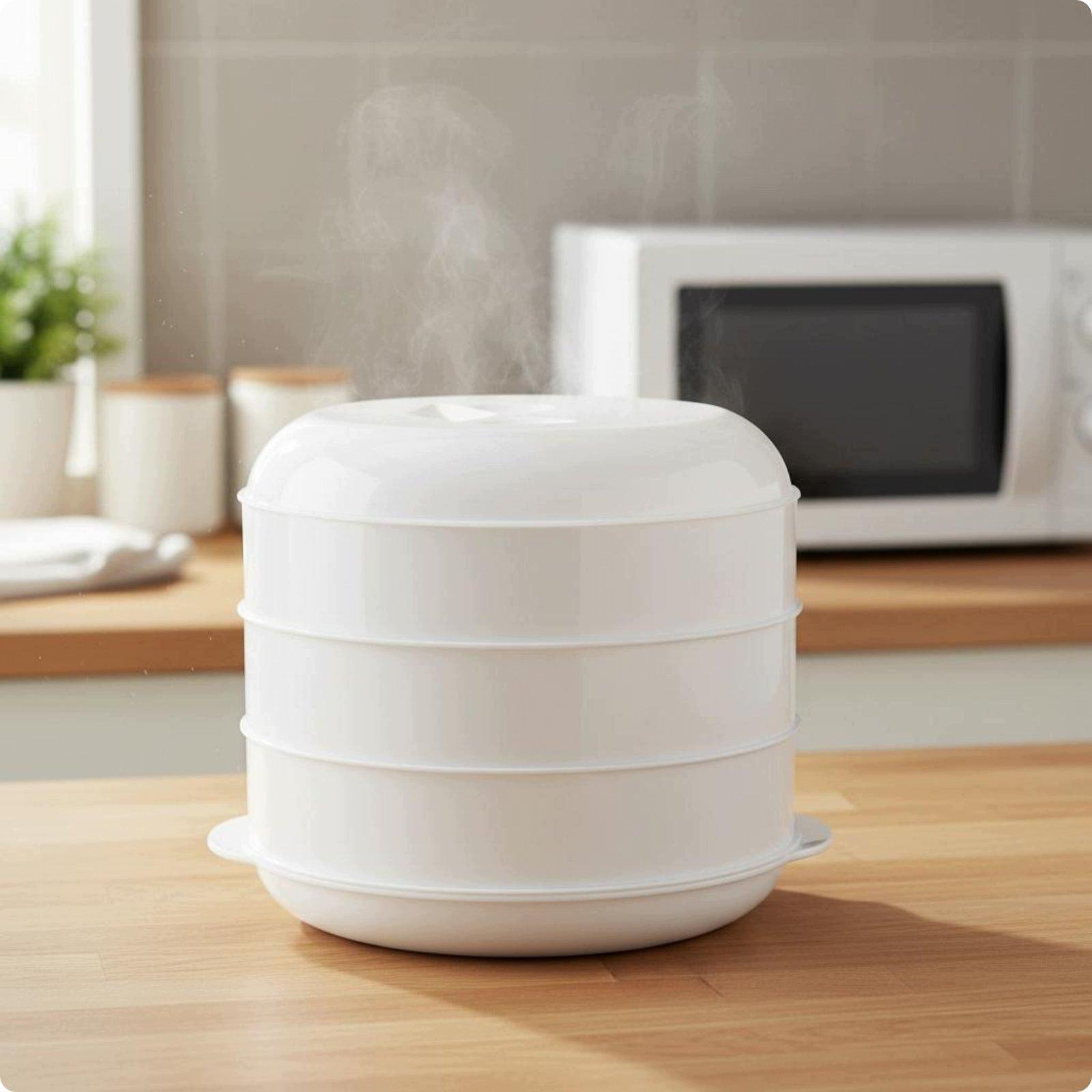 Food grade PP Microwave Steamer Multi Steaming Basket Kitchen M 3 Layer