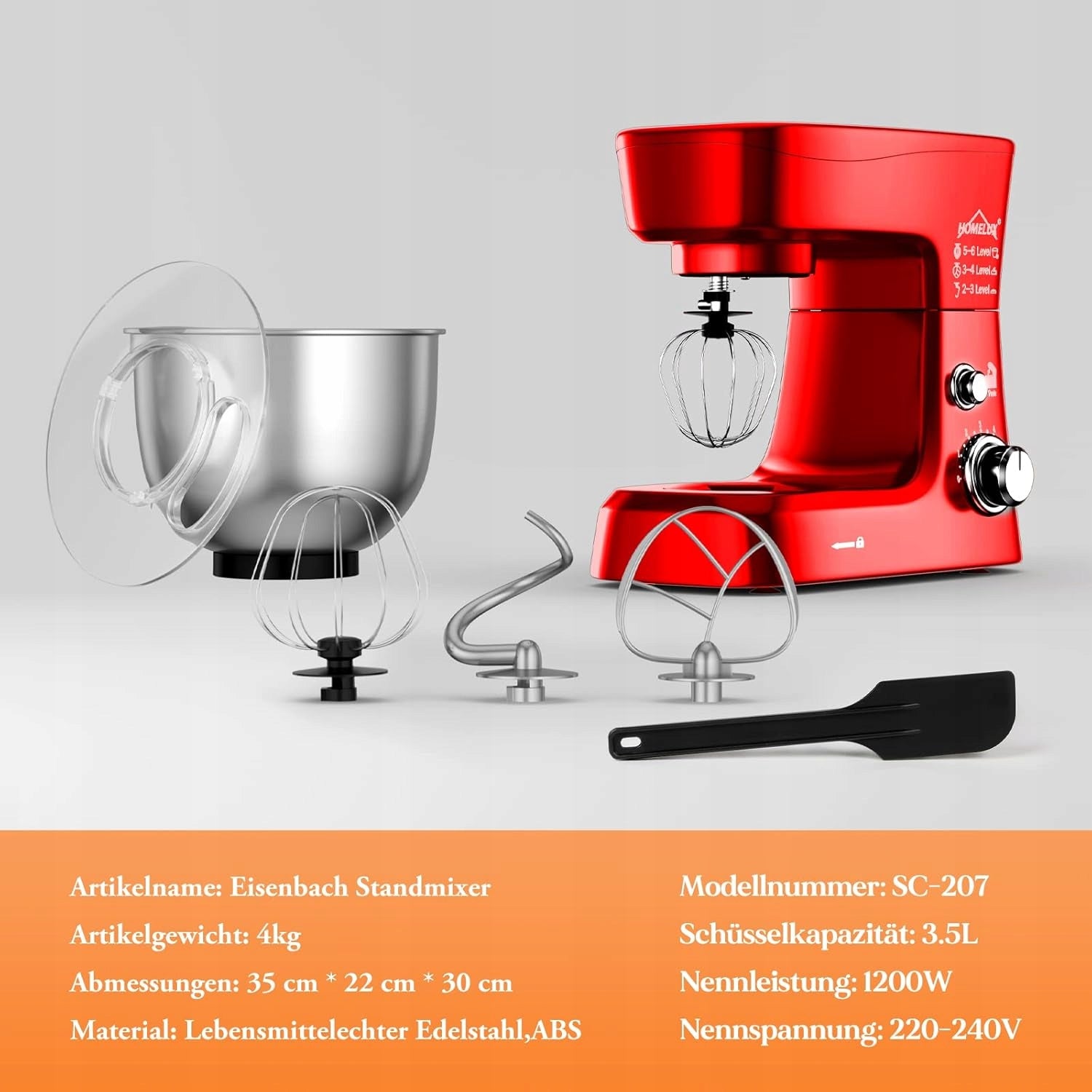 Food processor Eisenbach Professional 1200W red 3,5L Manufacturer code SC-207