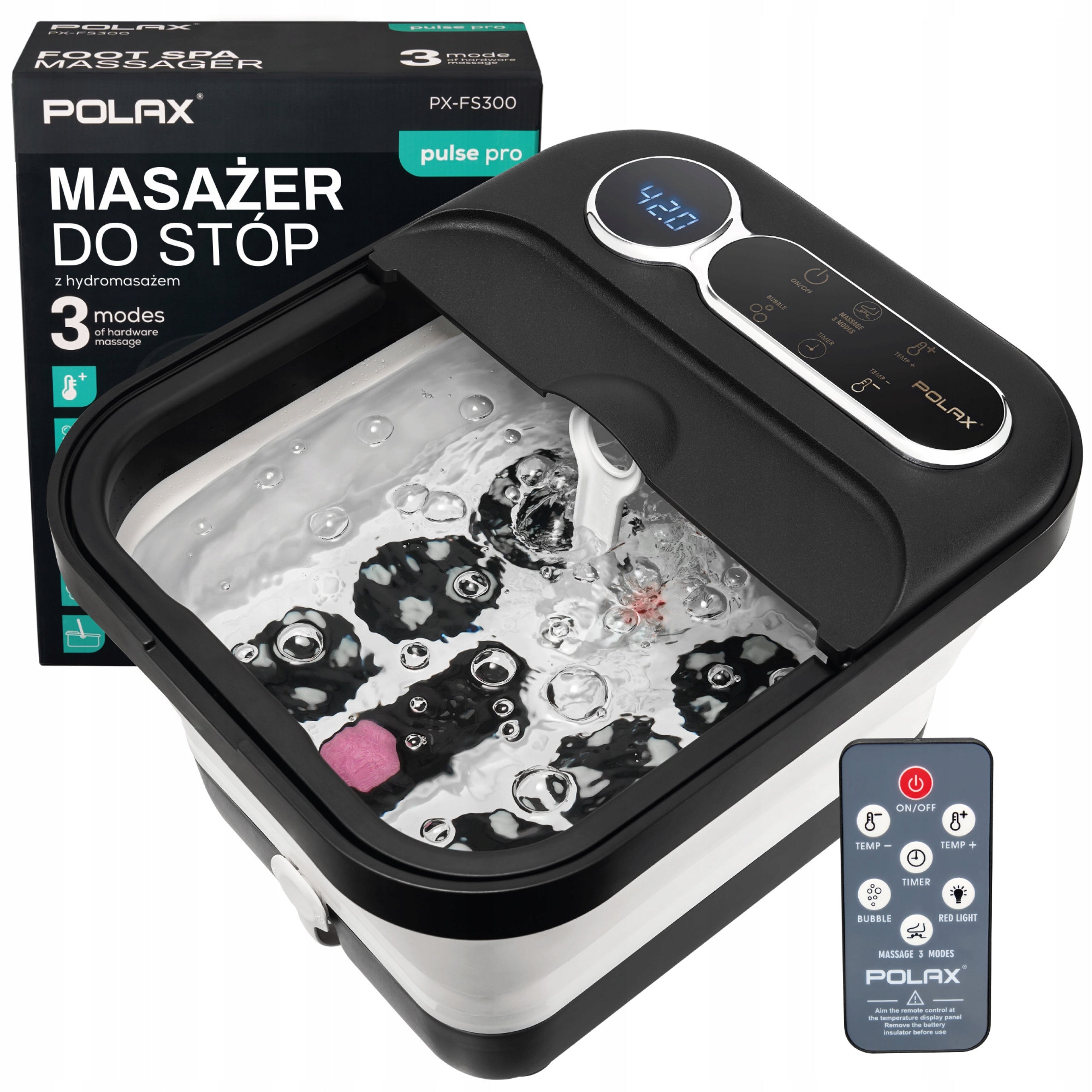 Foot MASSAGER Water Hydromassage Heating Vibration Bubbles 500W LED Packaging status original