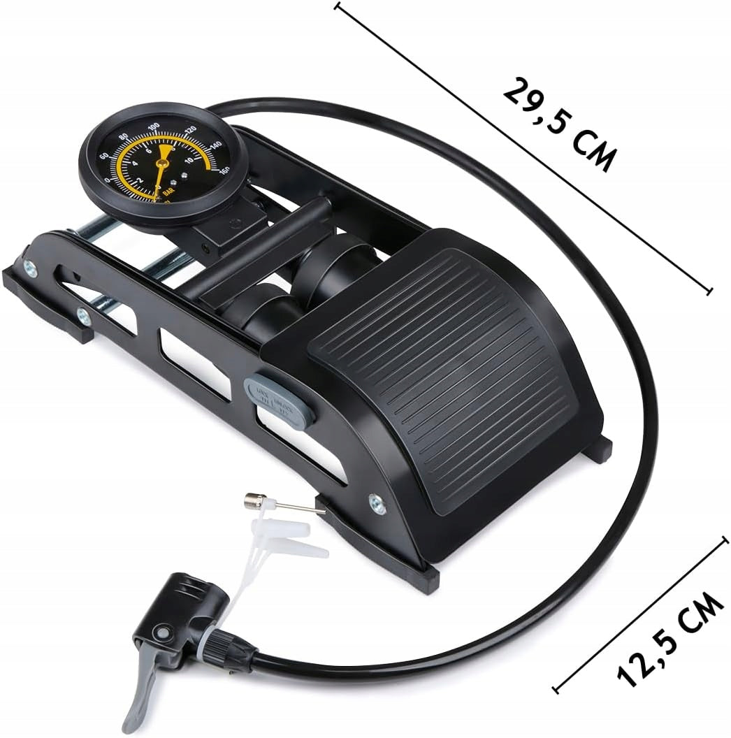 Foot PUMP 2-piston with pressure gauge DUNLOP black for bicycle ball car Packaging status original