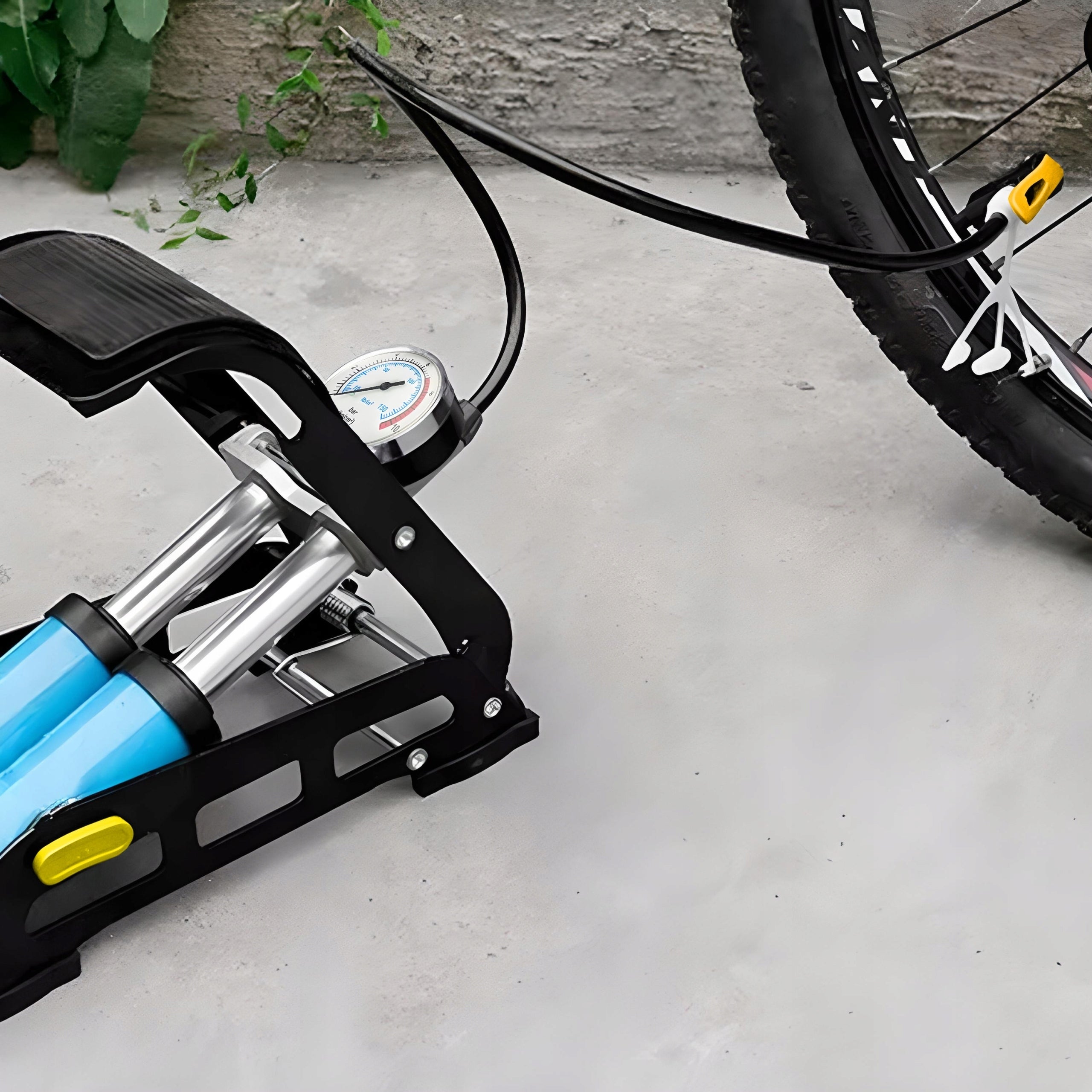 Foot Pump Double Piston Car Bicycle Pressure Gauge Ball Mattresses Auto Dominant material metal