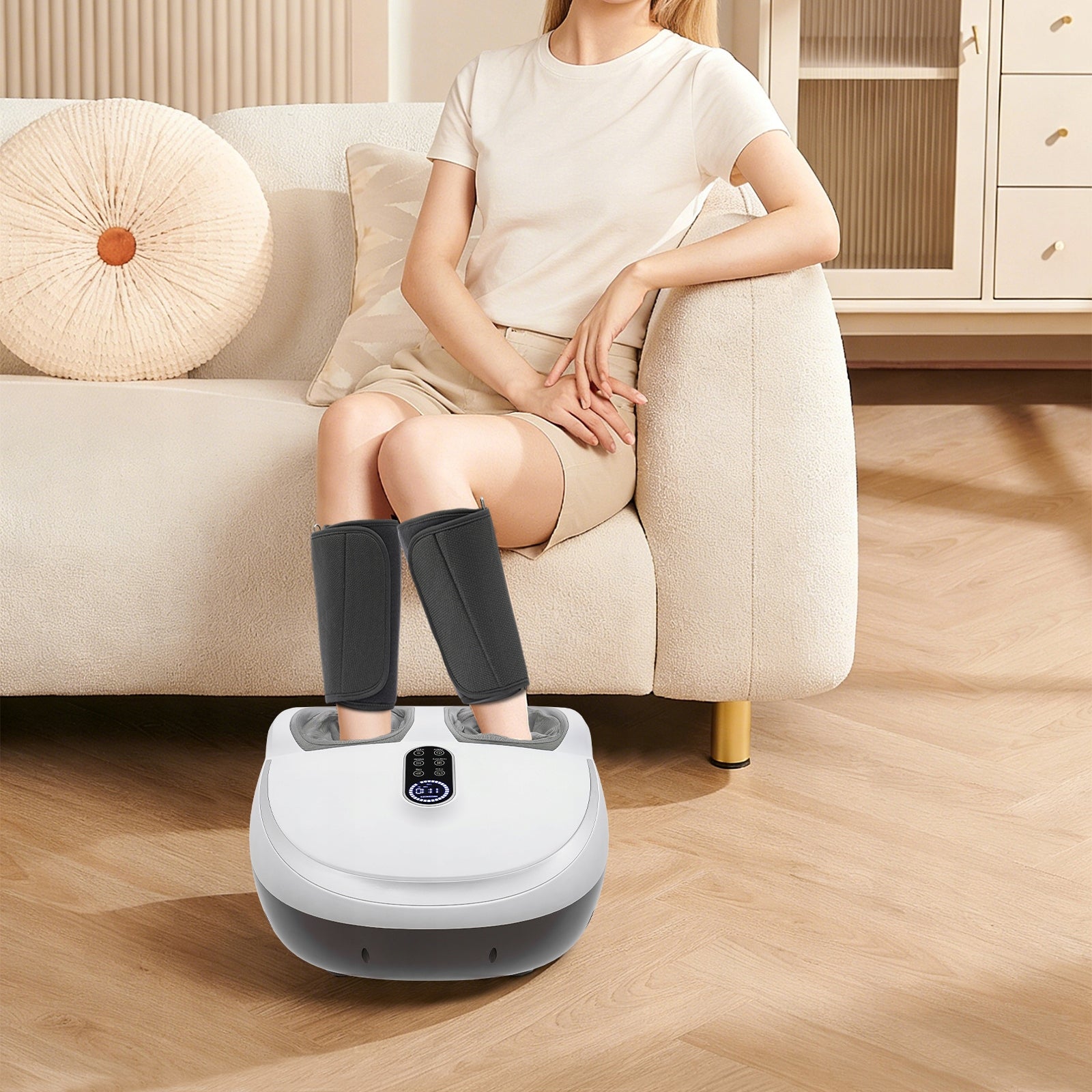 Foot and Leg Massager 5 Modes 9 Intensities Heating Remote Control 60W Manufacturer code FL040217