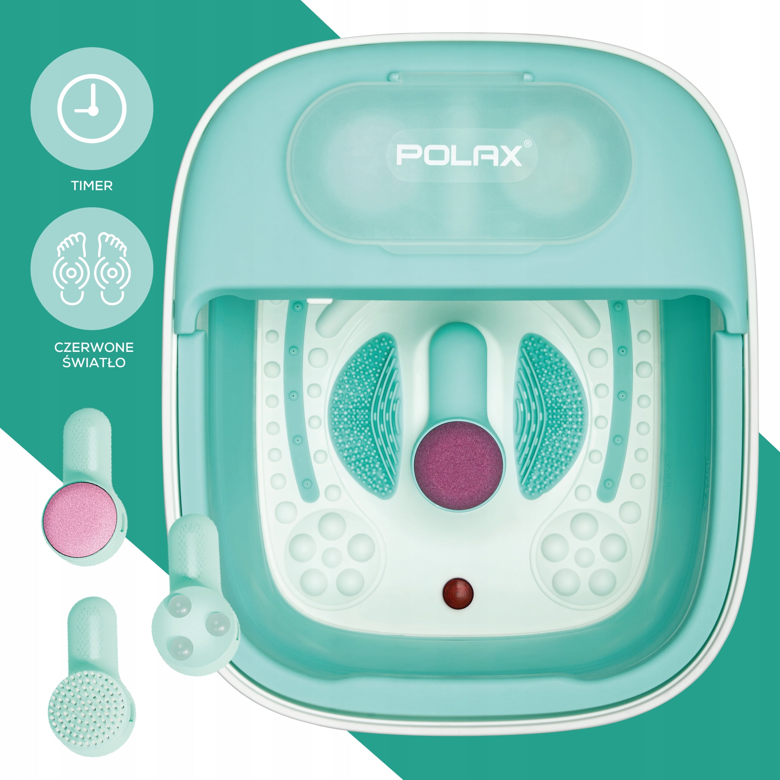 Foot bath water massager Polax green LED remote control heating 500W Packaging status original