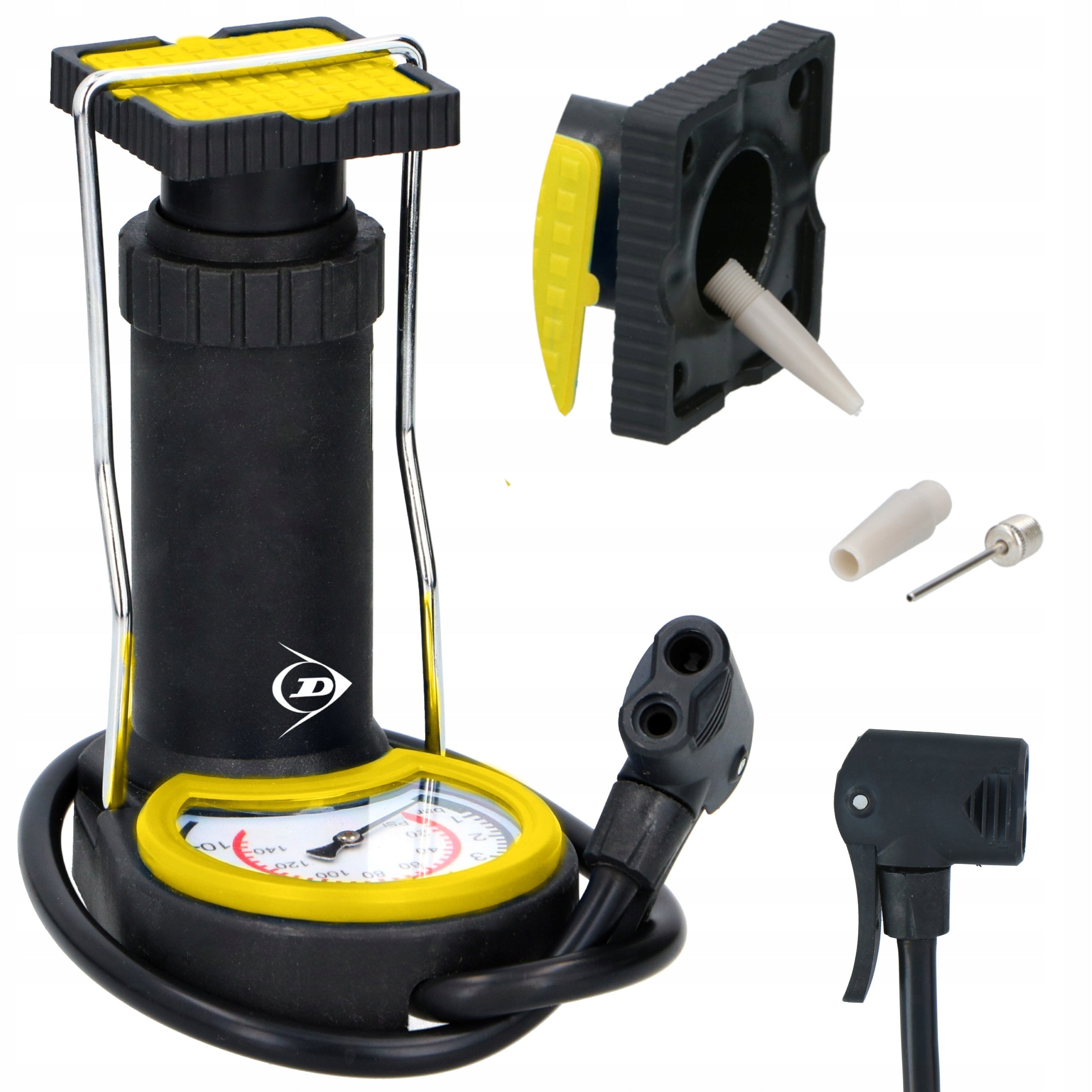 Foot bicycle pump with pressure gauge for handball balls DUNLOP 10bar