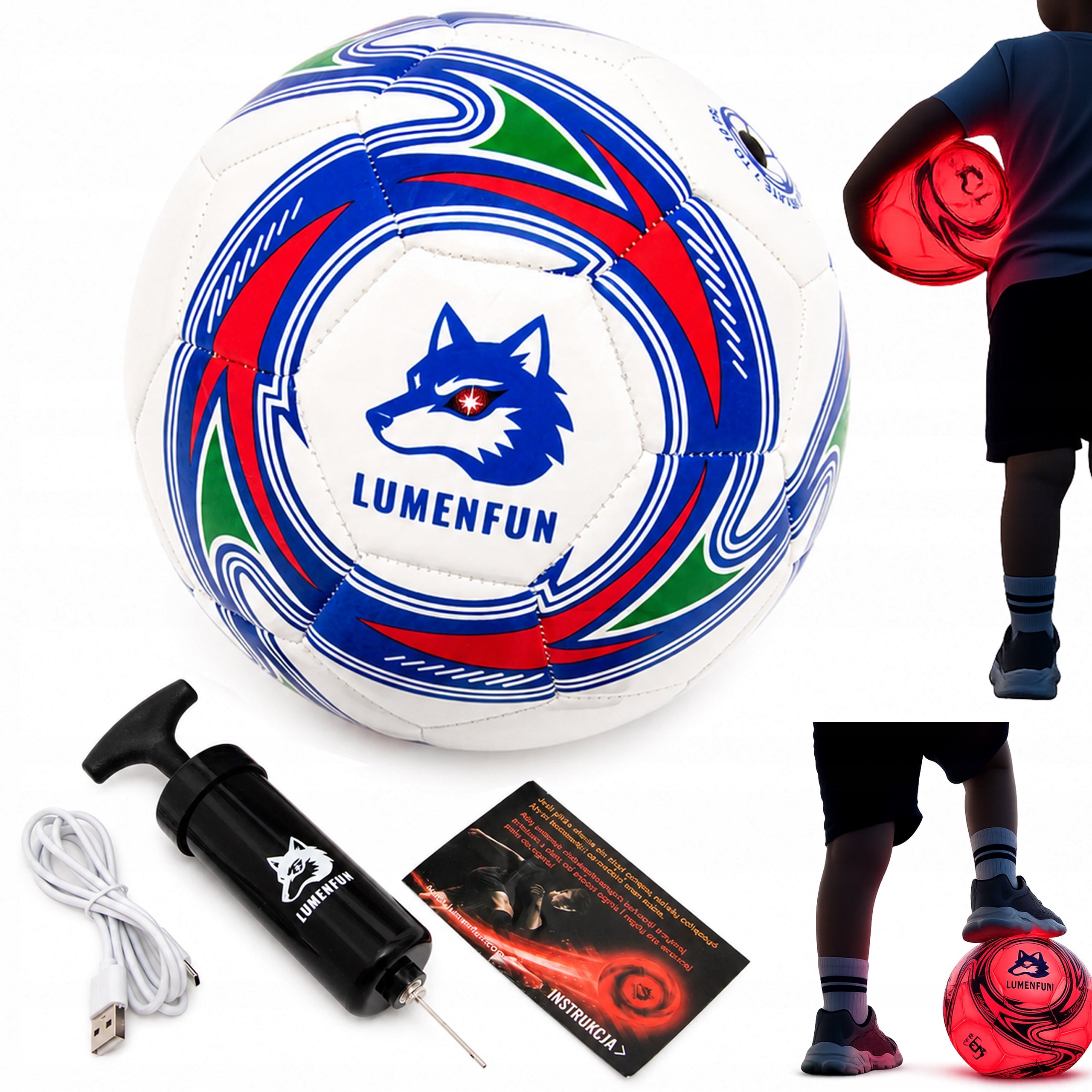 Football Glowing LED Size 5 for Kids Premium USB-C + PUMP