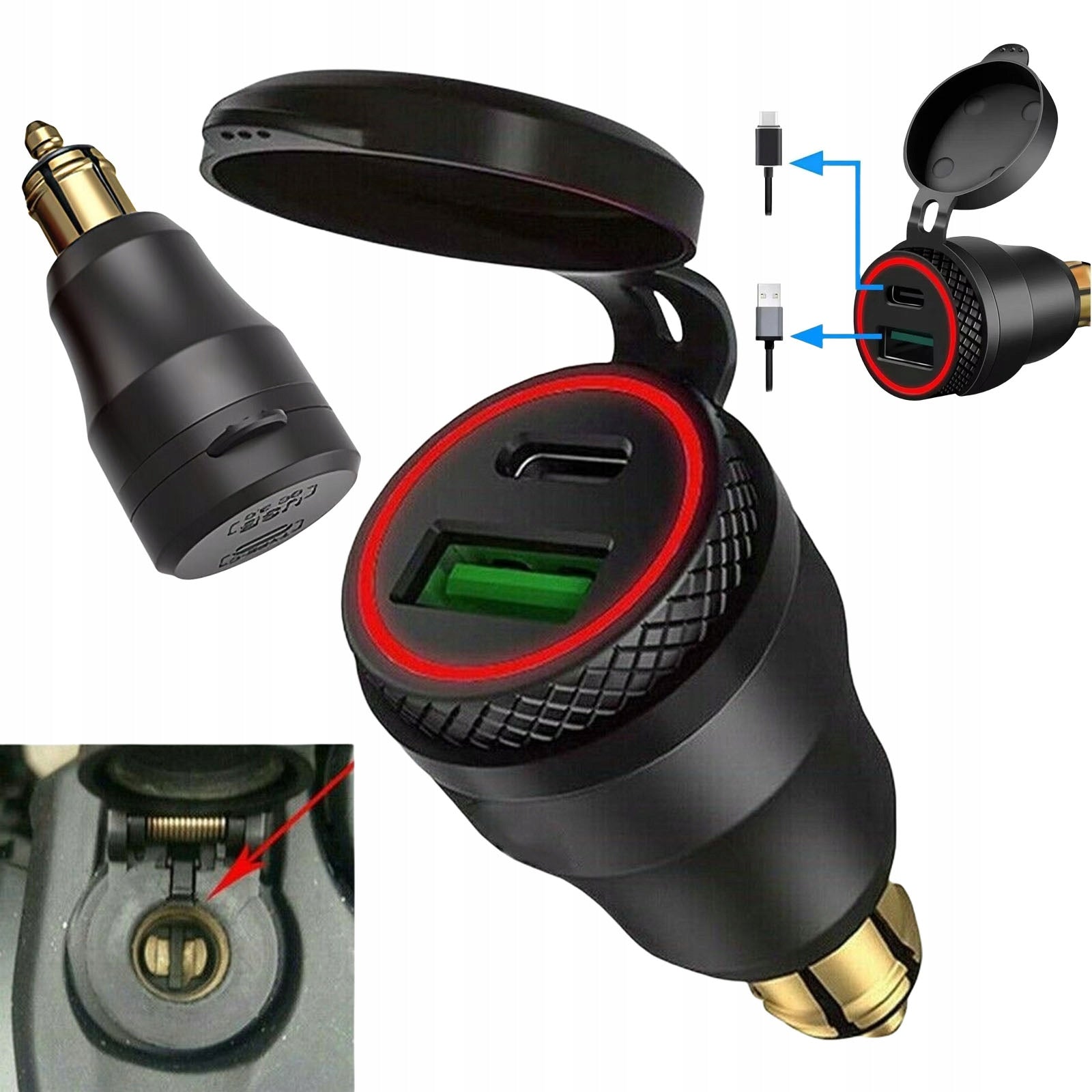 For BMW Ducati Triumph QC3.0 USB PD charger