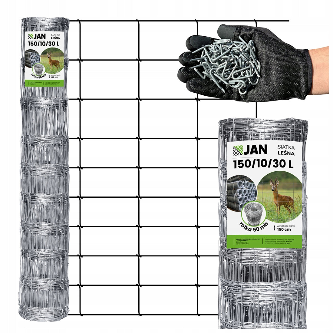 Forest Fence Mesh 150/10/30 L 100m Easy Installation Handles freebie