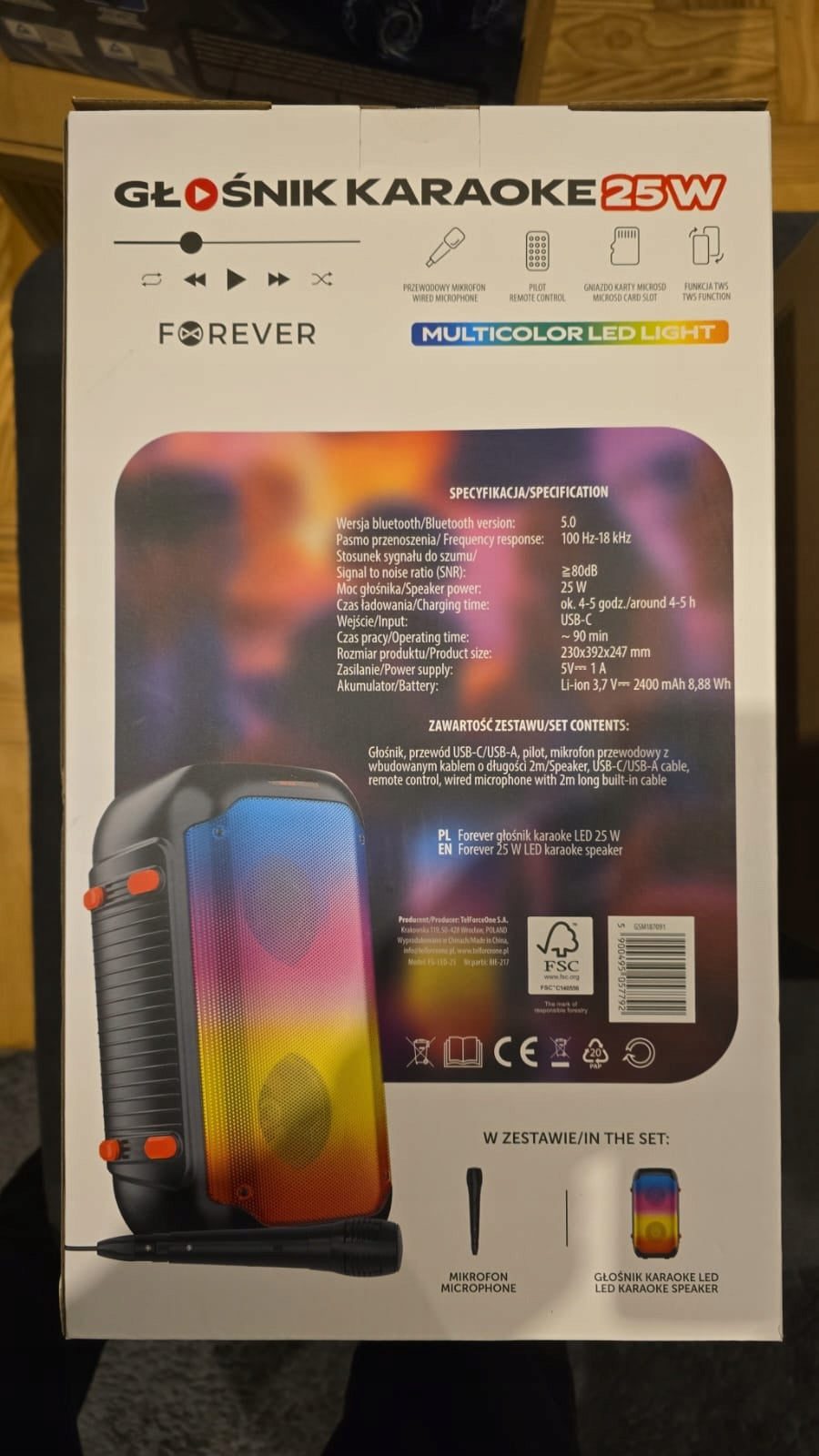 Forever 25W Portable Speaker Black Rechargeable Bluetooth FM Radio