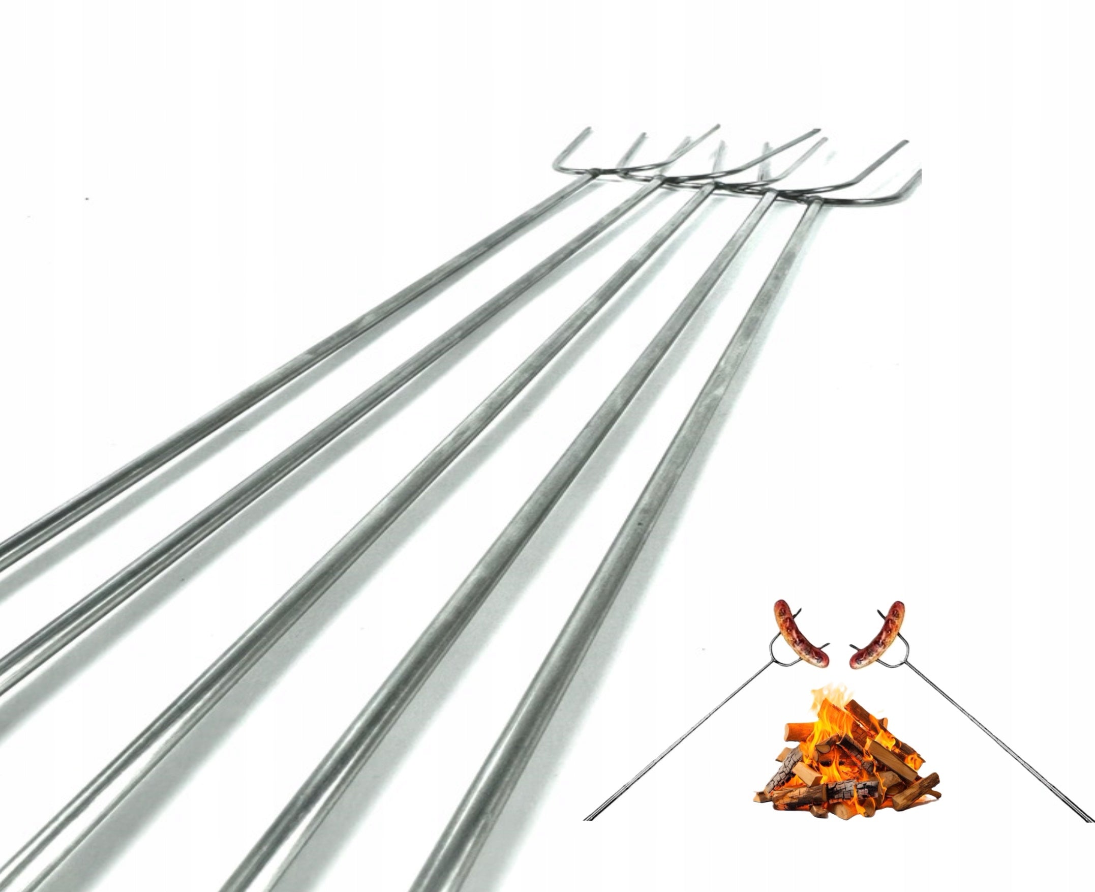 Forks 100% WHOLE STAINLESS bonfire sticks toasting sausage 5pcs-120cm