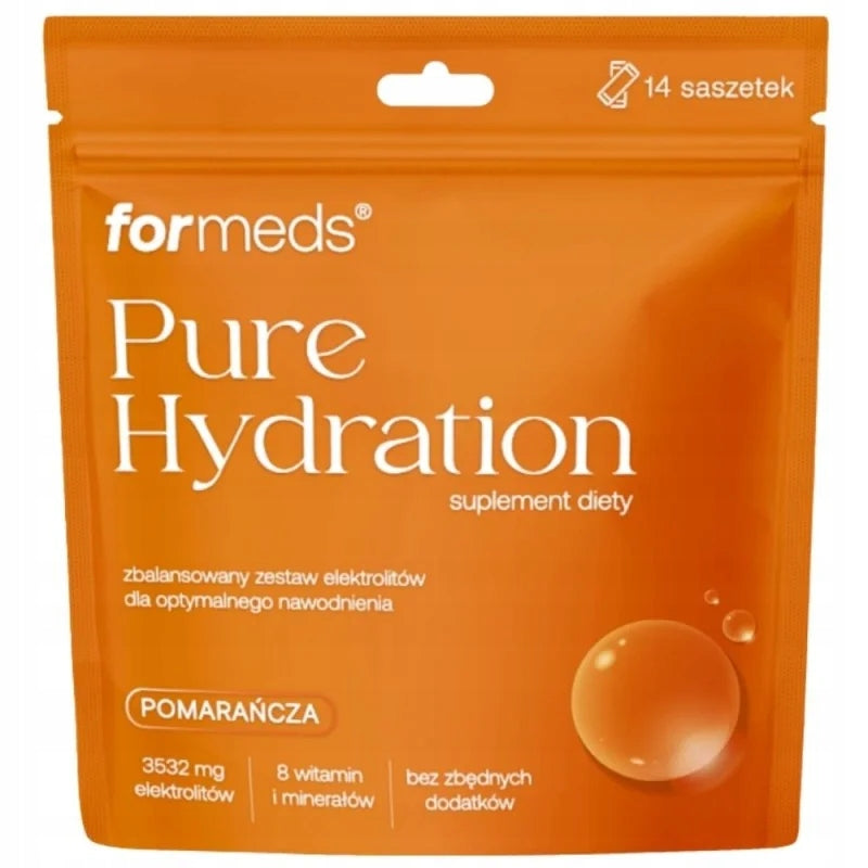 Formeds Pure Hydration Electrolytes Orange Hydration 14 Sachets Packaging status original