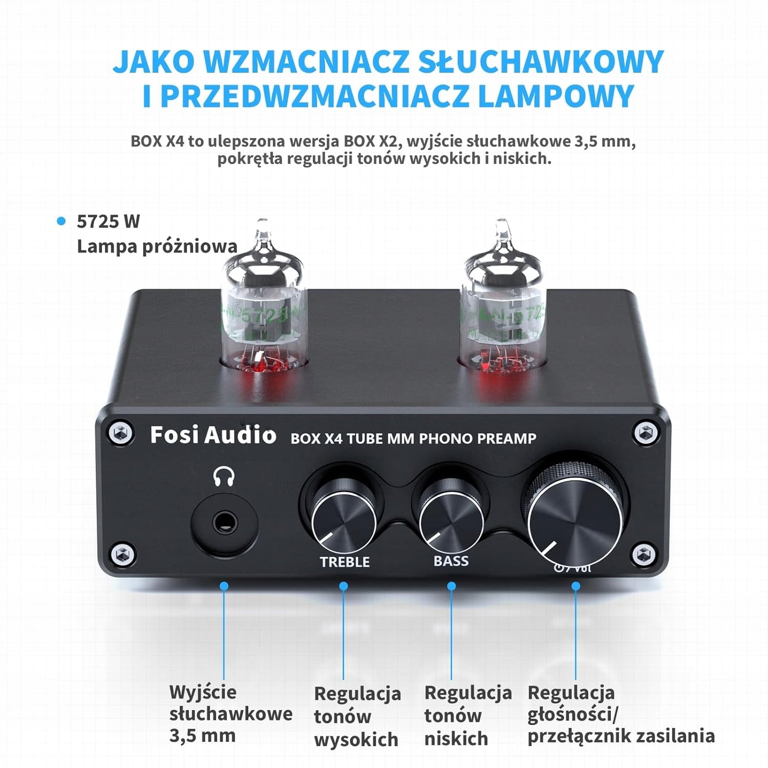 Fosi Audio HiFi BOX X4 Tube Phono Preamplifier 5725W Amplifier Manufacturer code Fosi Audio Box X4 - Dystrybucja Aved.pl