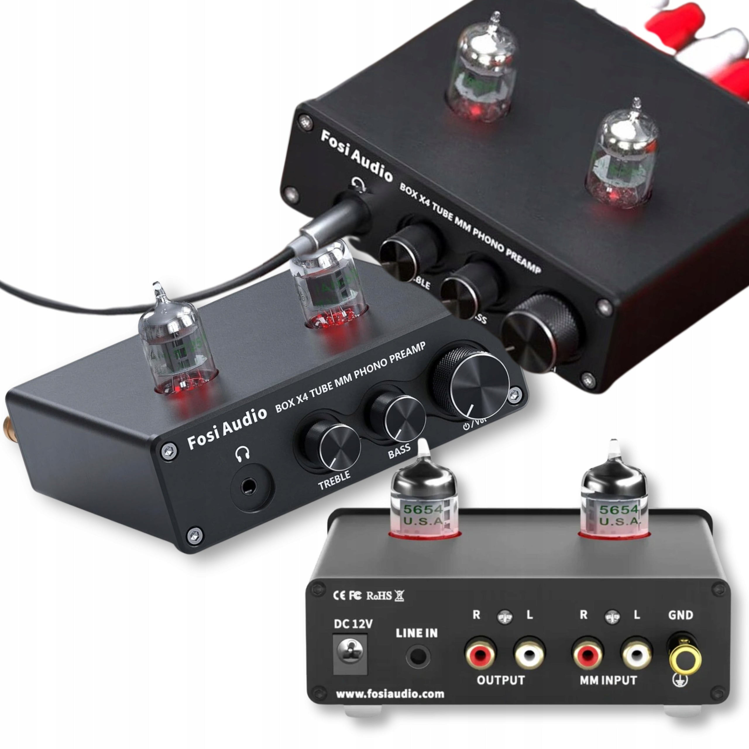Fosi Audio HiFi BOX X4 Tube Phono Preamplifier 5725W Amplifier