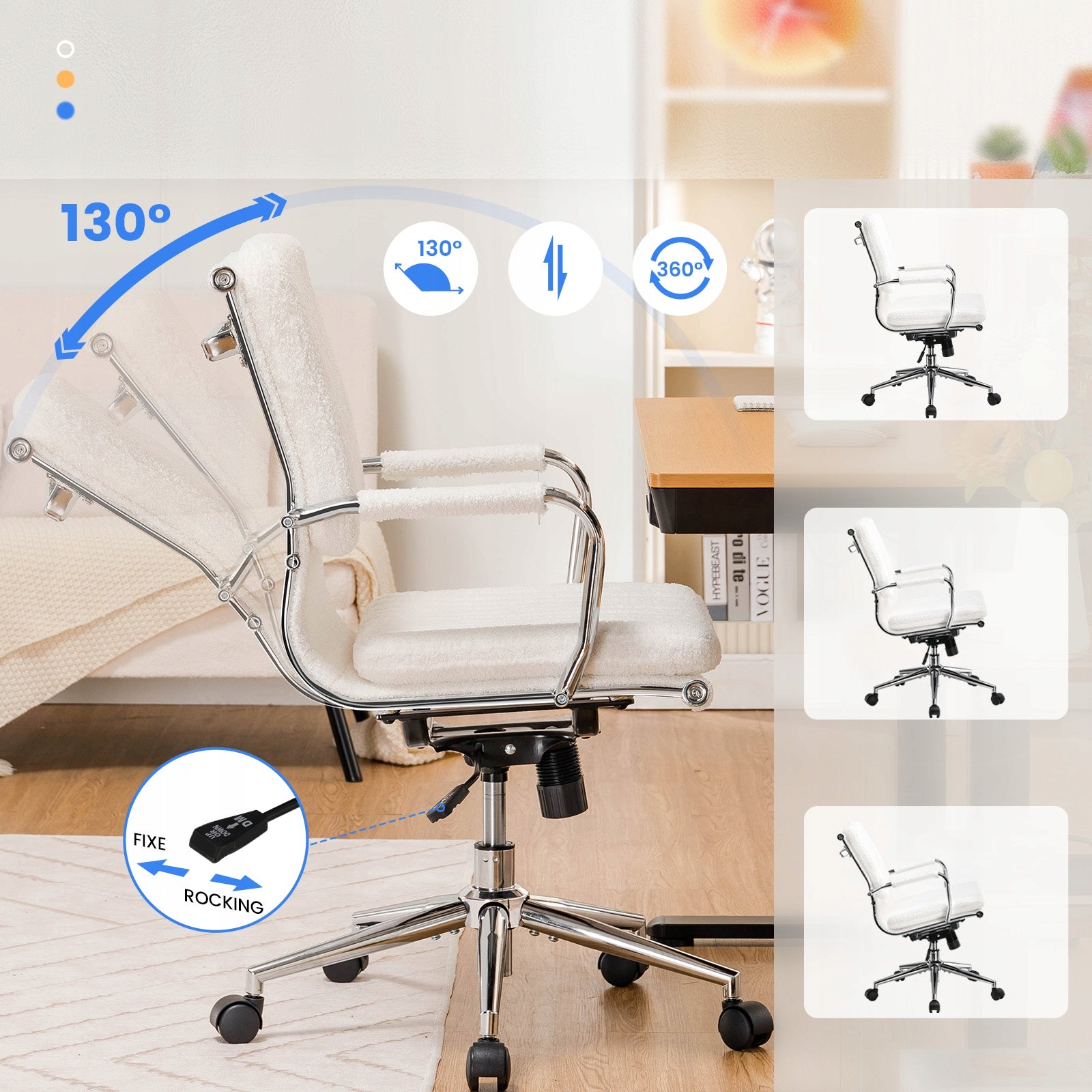 Fotel Biurowy, Ergonomiczne Krzesło Biurowe z Weluru z Regulacją Wysokości EAN (GTIN) 4255764501072