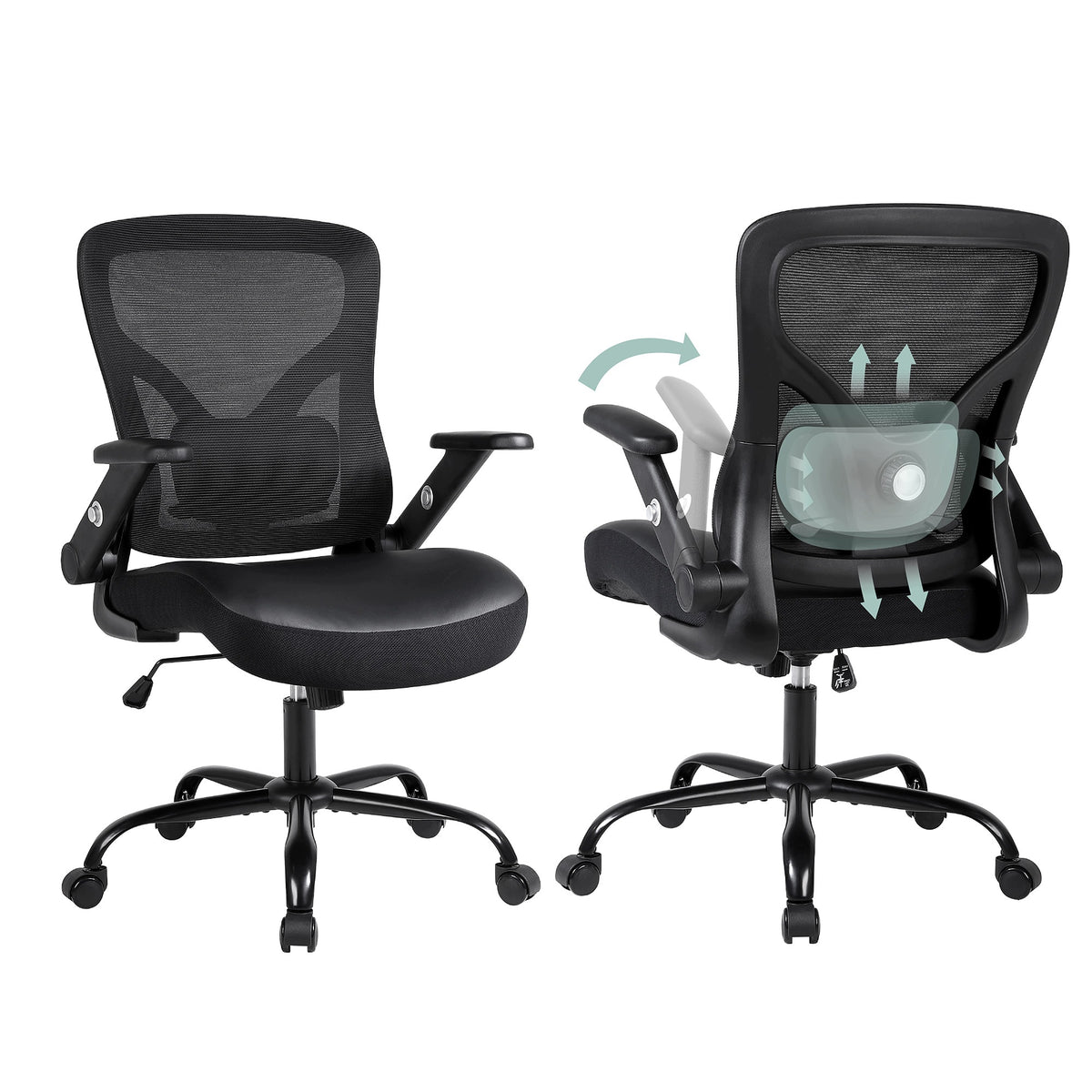 Fotel Biurowy Ergonomiczny Materiałowy Krzesło Biurowe Obrotowe Regulowany