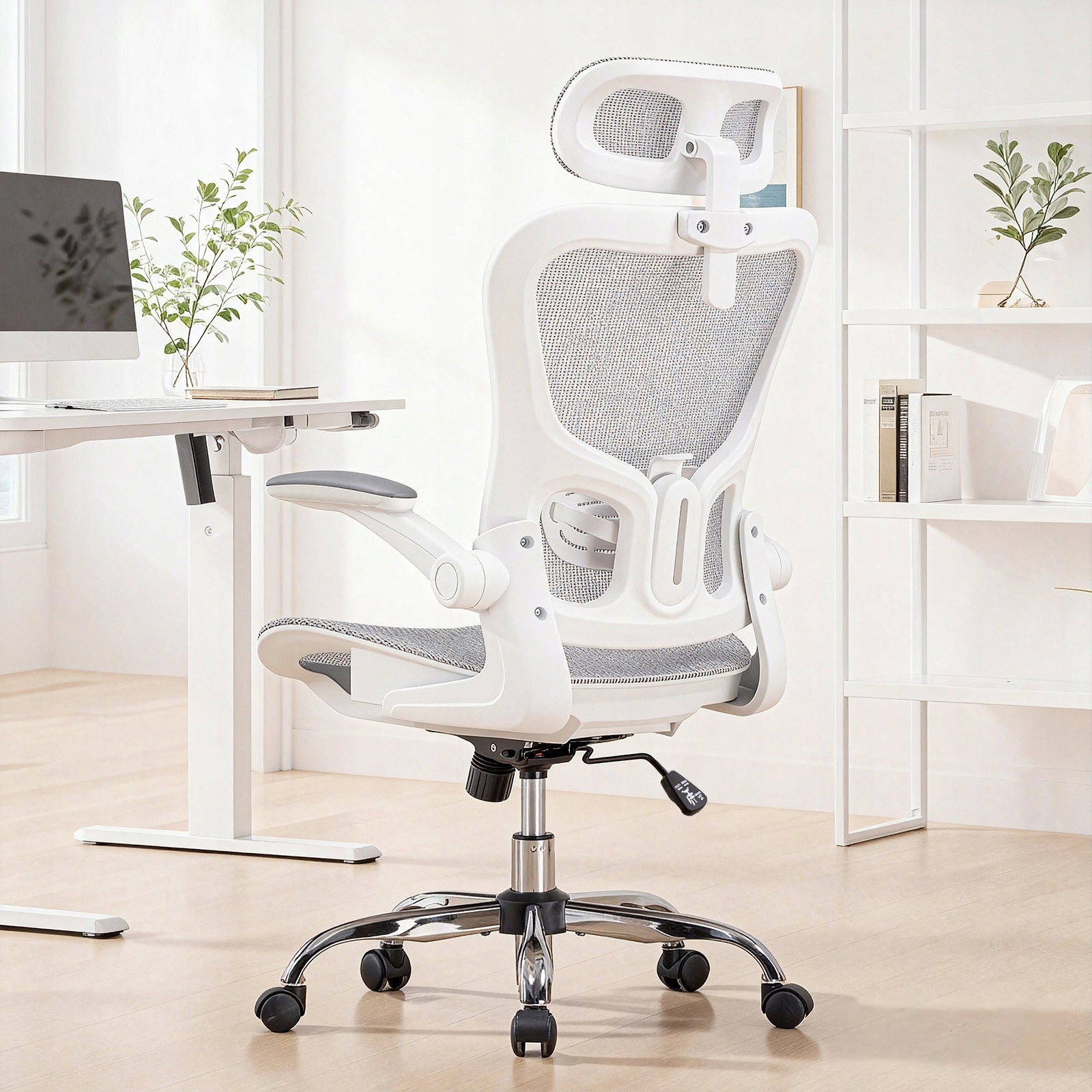 Fotel biurowy, Ergonomiczny, wielofunkcyjny z funkcją bujania Biały EAN (GTIN) 4255764510814
