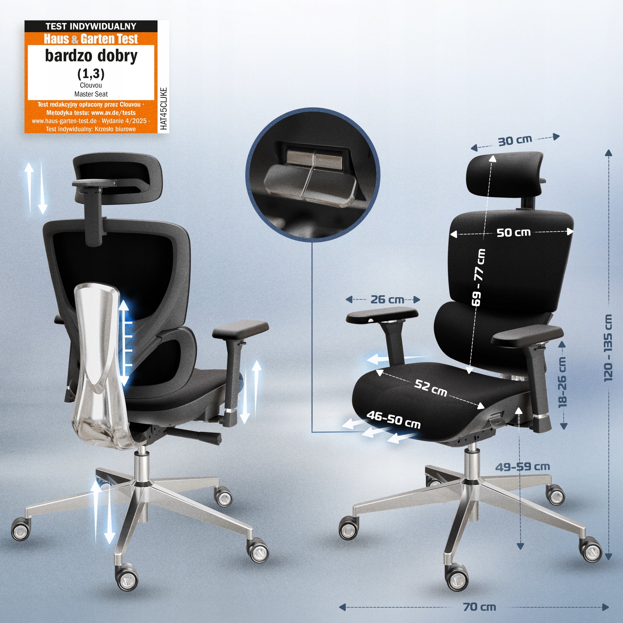 Fotel biurowy krzesło biurowe ergonomiczne obrotowe premium 4D MasterSeat Manufacturer code C_MS_BLK