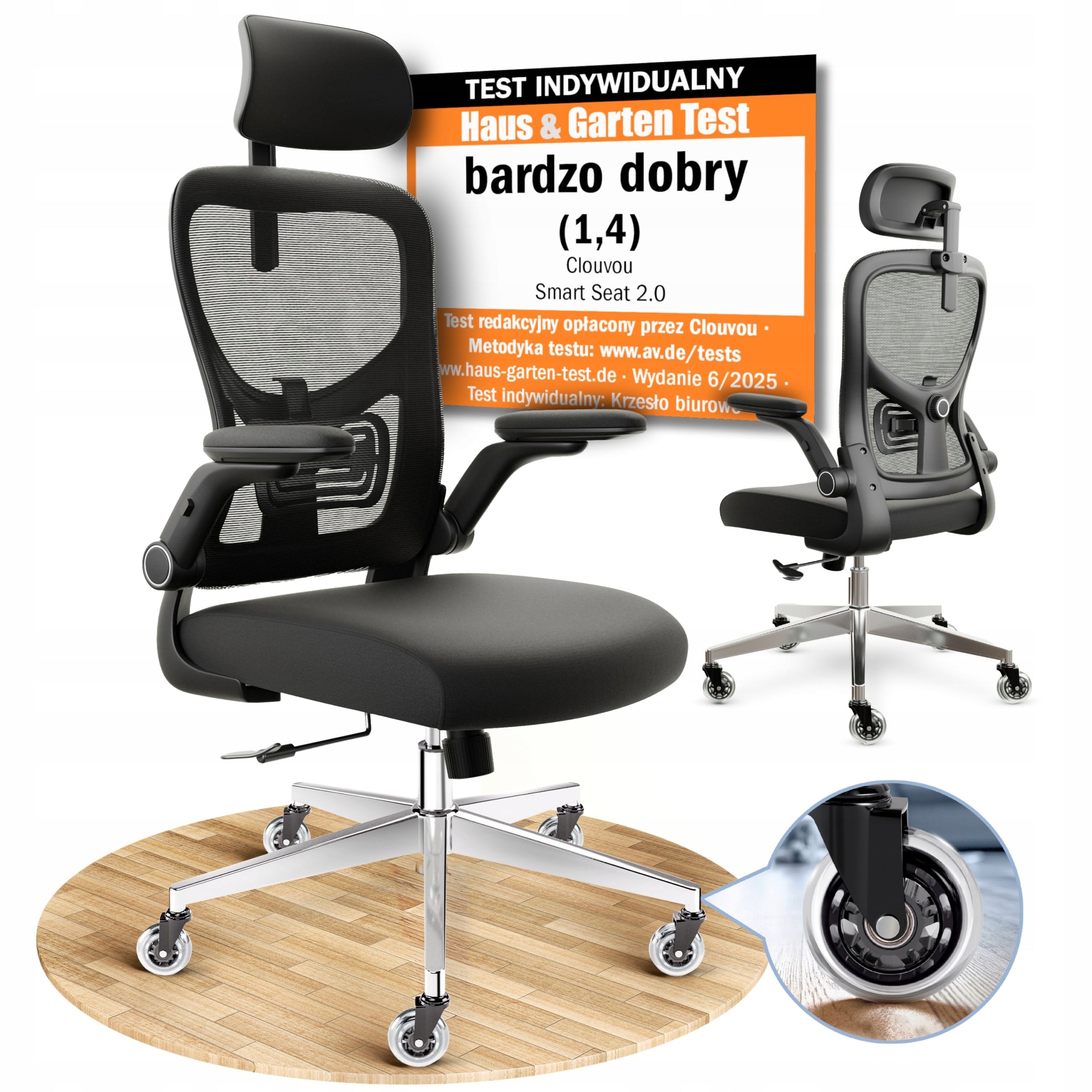 Fotel biurowy krzesło biurowe ergonomiczne obrotowe zagłówek 3D SmartSeat Medical device no