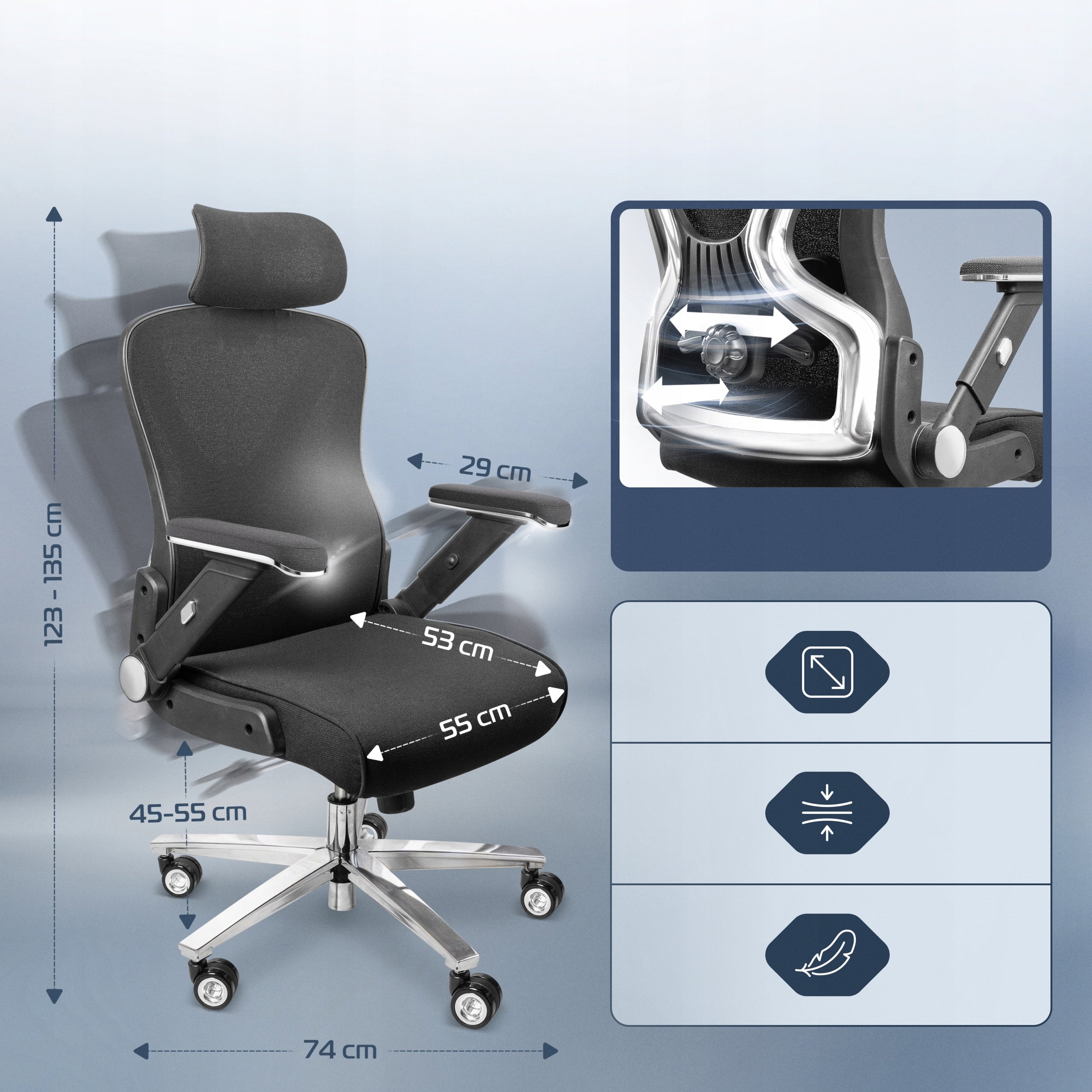 Fotel biurowy krzesło biurowe ergonomiczne obrotowe zagłówek 5D PowerSeat Packaging status original