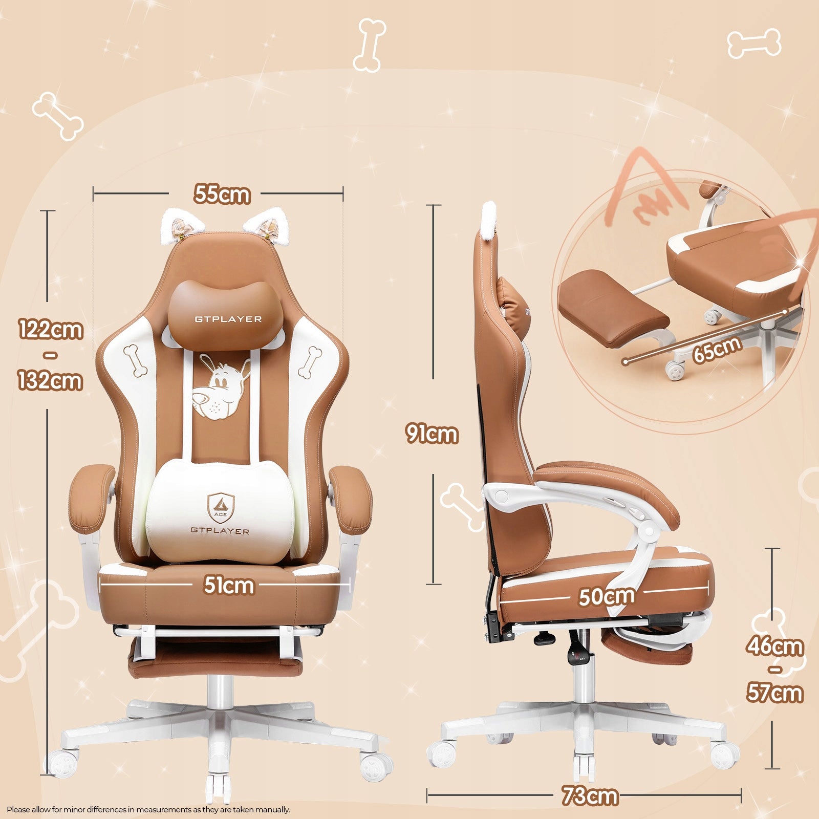 Fotel biurowy z uszami kota, Gamingowy ergonomiczny z podnóżkiem Manufacturer code GTP610-YE