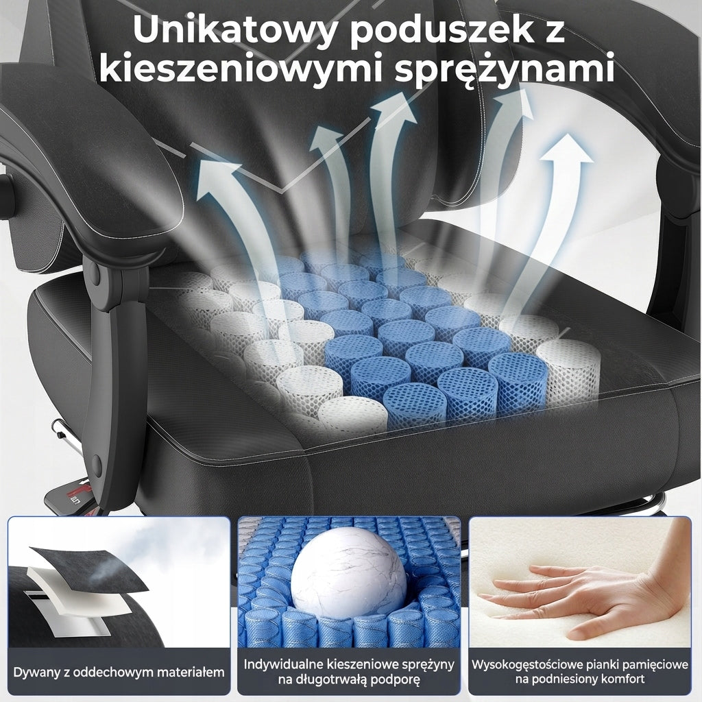 Fotel gamingowy Devoko z szerszym i grubszym siedziskiem Brand Devoko