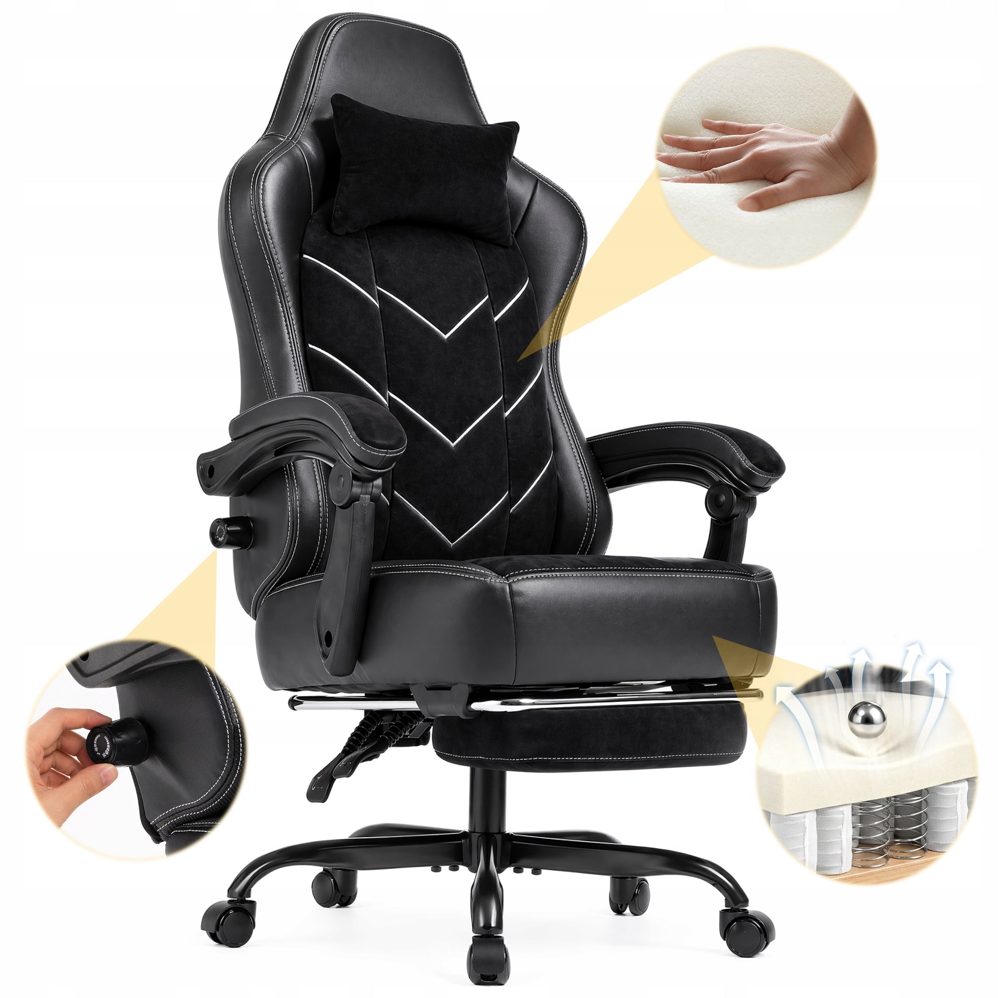 Fotel gamingowy Devoko z szerszym i grubszym siedziskiem