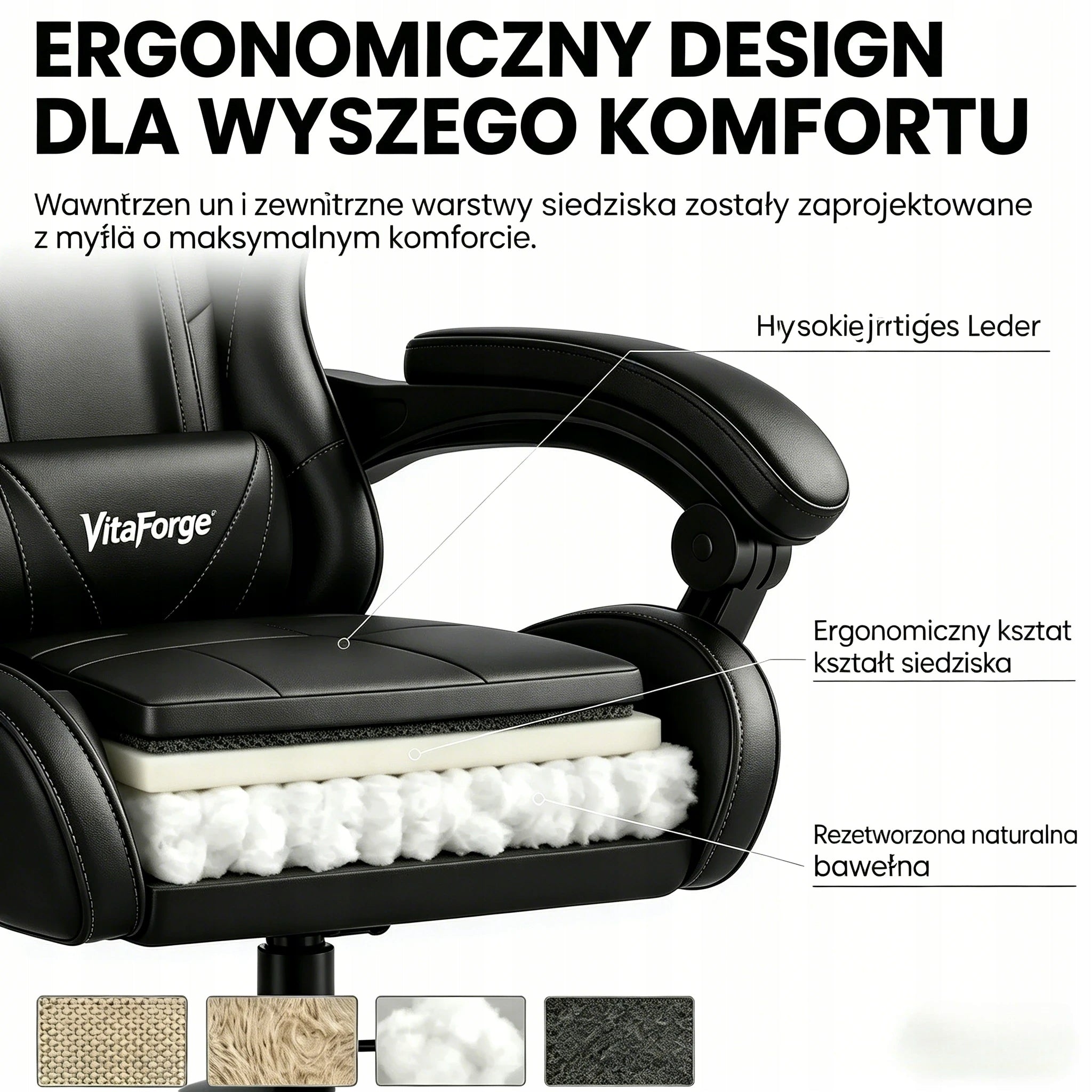Fotel gamingowy materiatowy obrotowy biurowy krzesto gracza Furniture depth 50 cm
