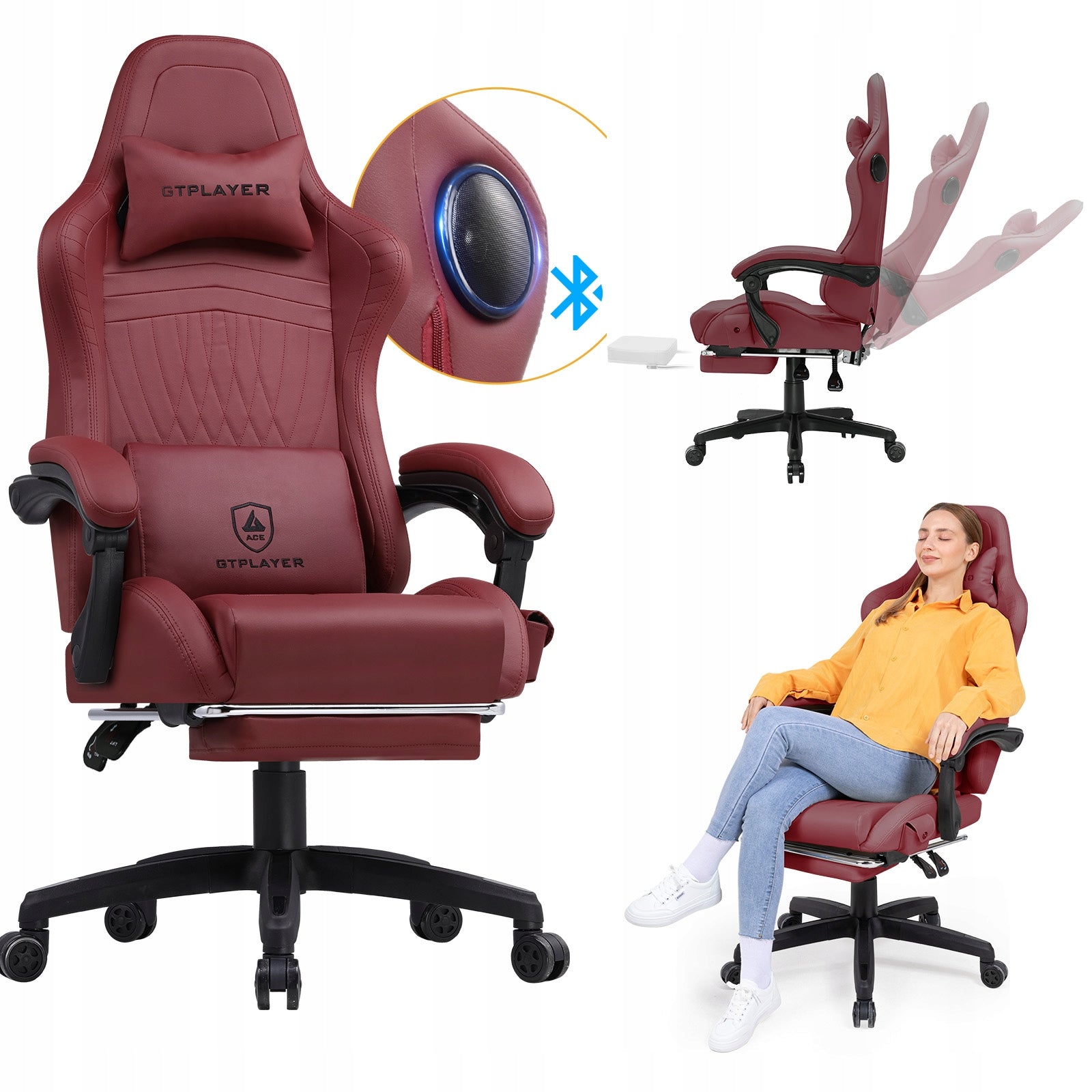 Fotel gamingowy z głośnikami HIFI – ergonomiczny do gier i biura, regulacja