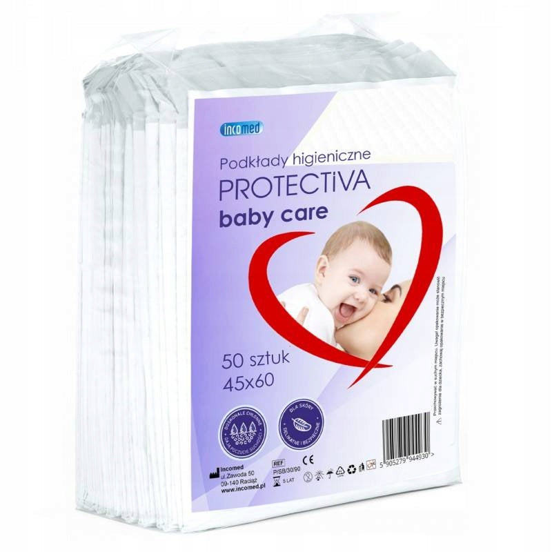 Foundations Mats 45x60 cm Hygienic Baby Care Incomed Absorbent White 50 pcs.