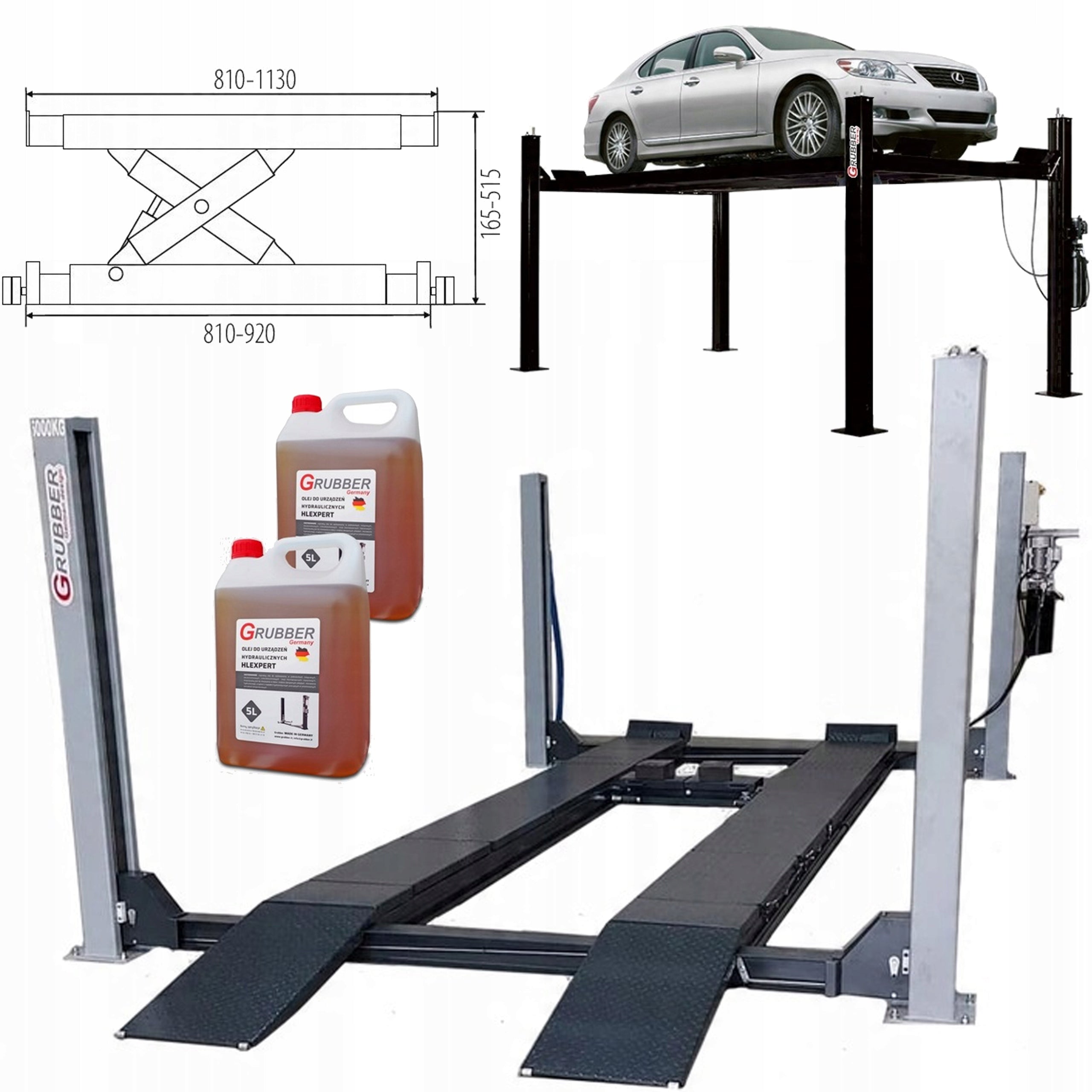 Four-column LIFT 5T SPECIALIZED for geometry GRUBBER LEVER