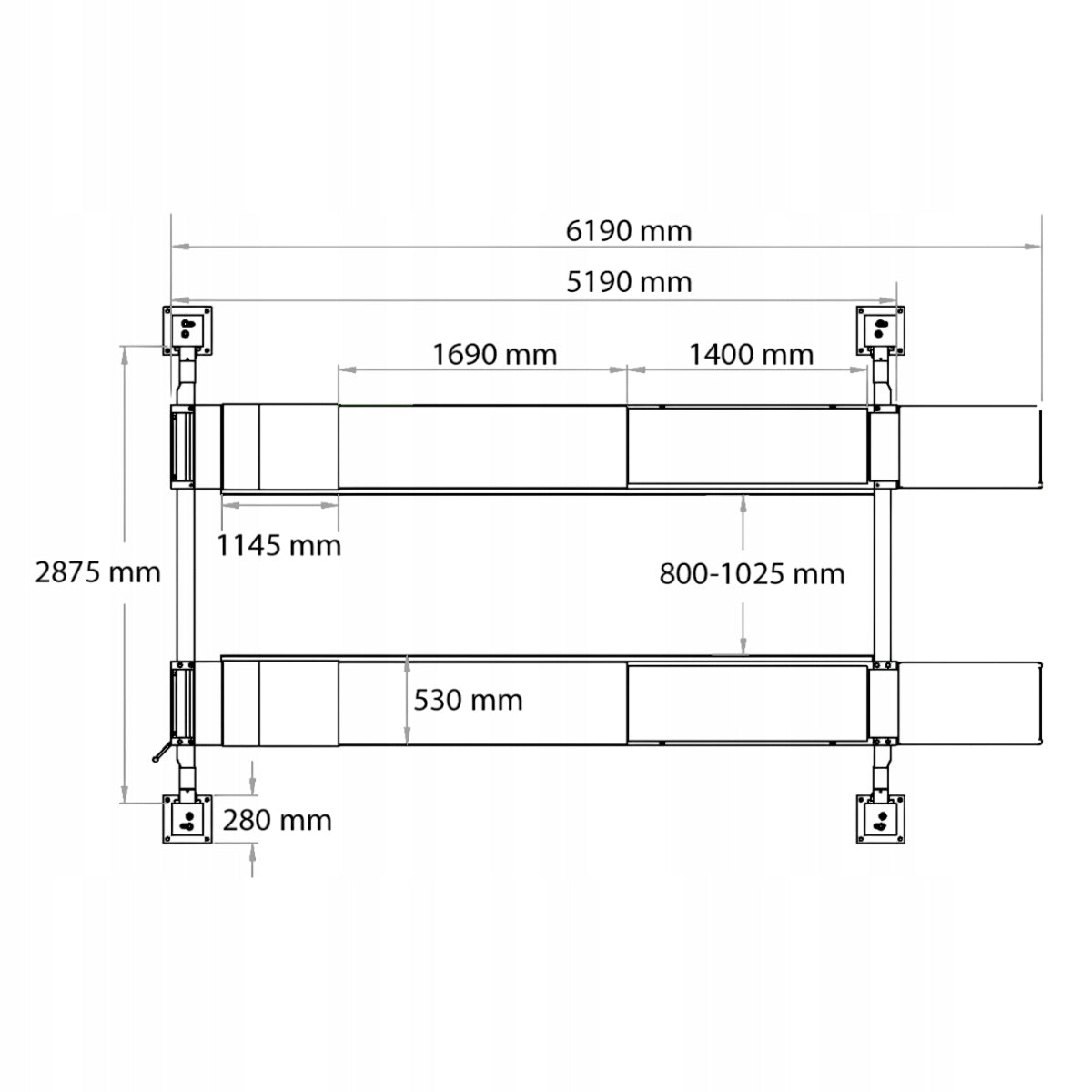 Four-column electrohydraulic lift 5T automatic for geometry Brand Rockforce