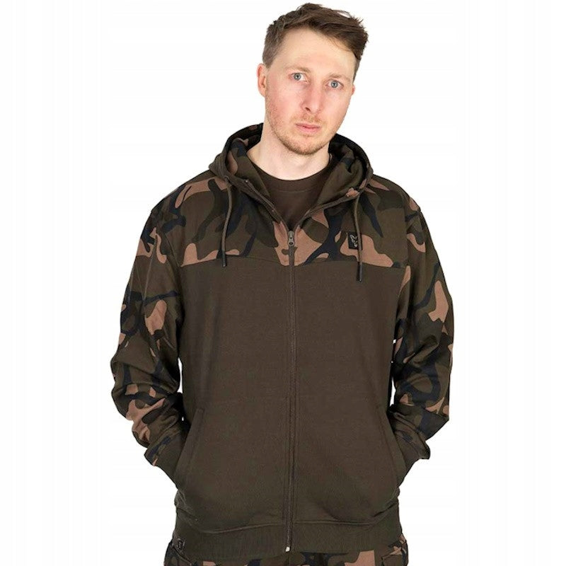 Fox LW Khaki/Camo Split Zip Hoody XXL Hooded Fishing Sweatshirt