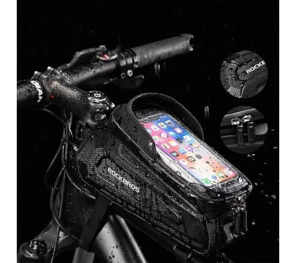 Frame Pouch RockBros B68-1 Waterproof for Phone Velcro Black Capacity 1.5 l