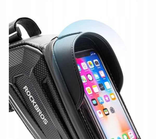 Frame Pouch RockBros B68-1 Waterproof for Phone Velcro Black Installation for the frame