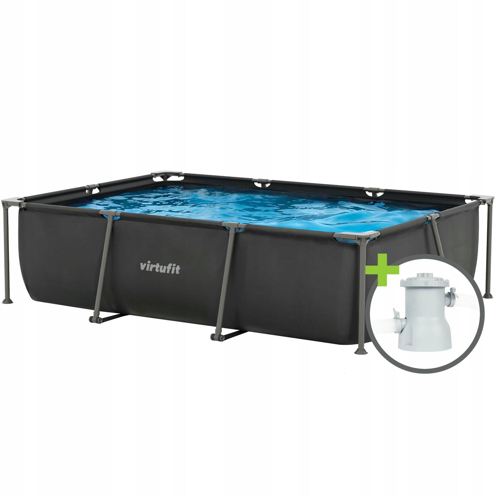 Frame pool VirtuFit rectangular 300x210 cm filter pump anthracite