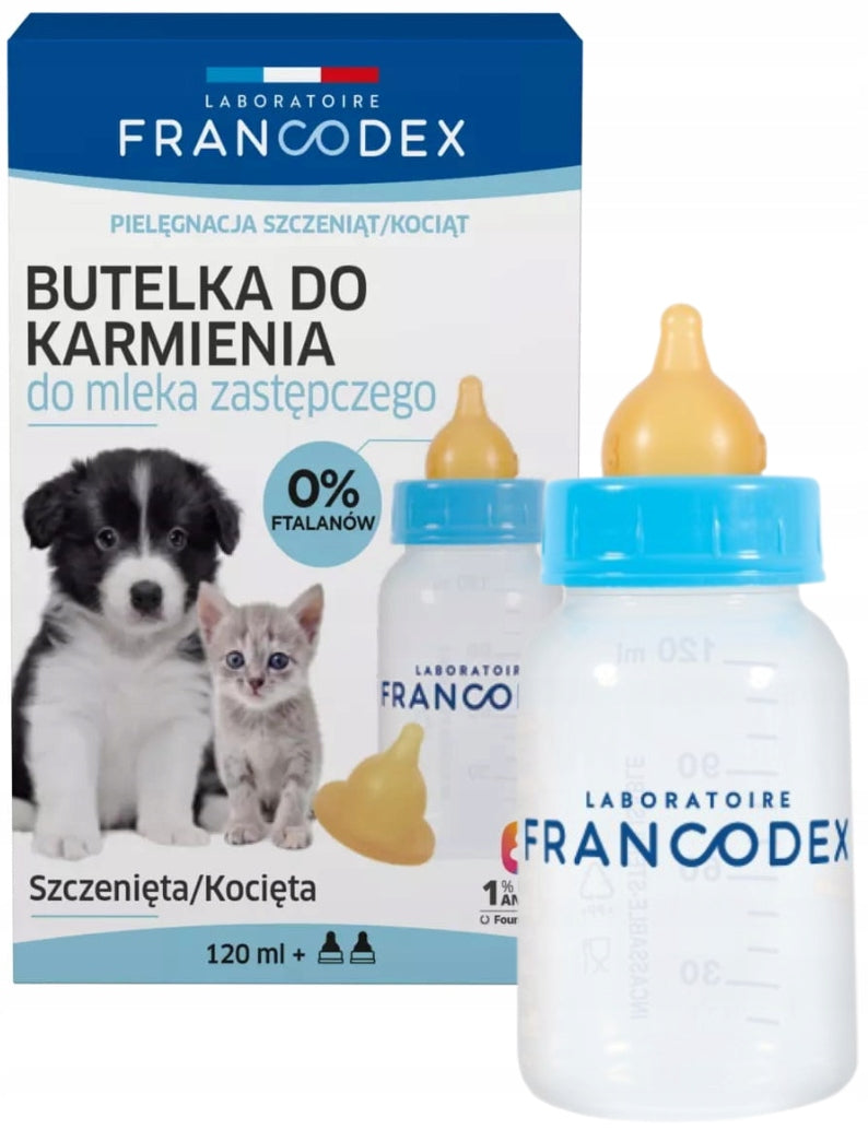 Francodex bottle for feeding puppies and kittens 120 ml 2 pacifiers