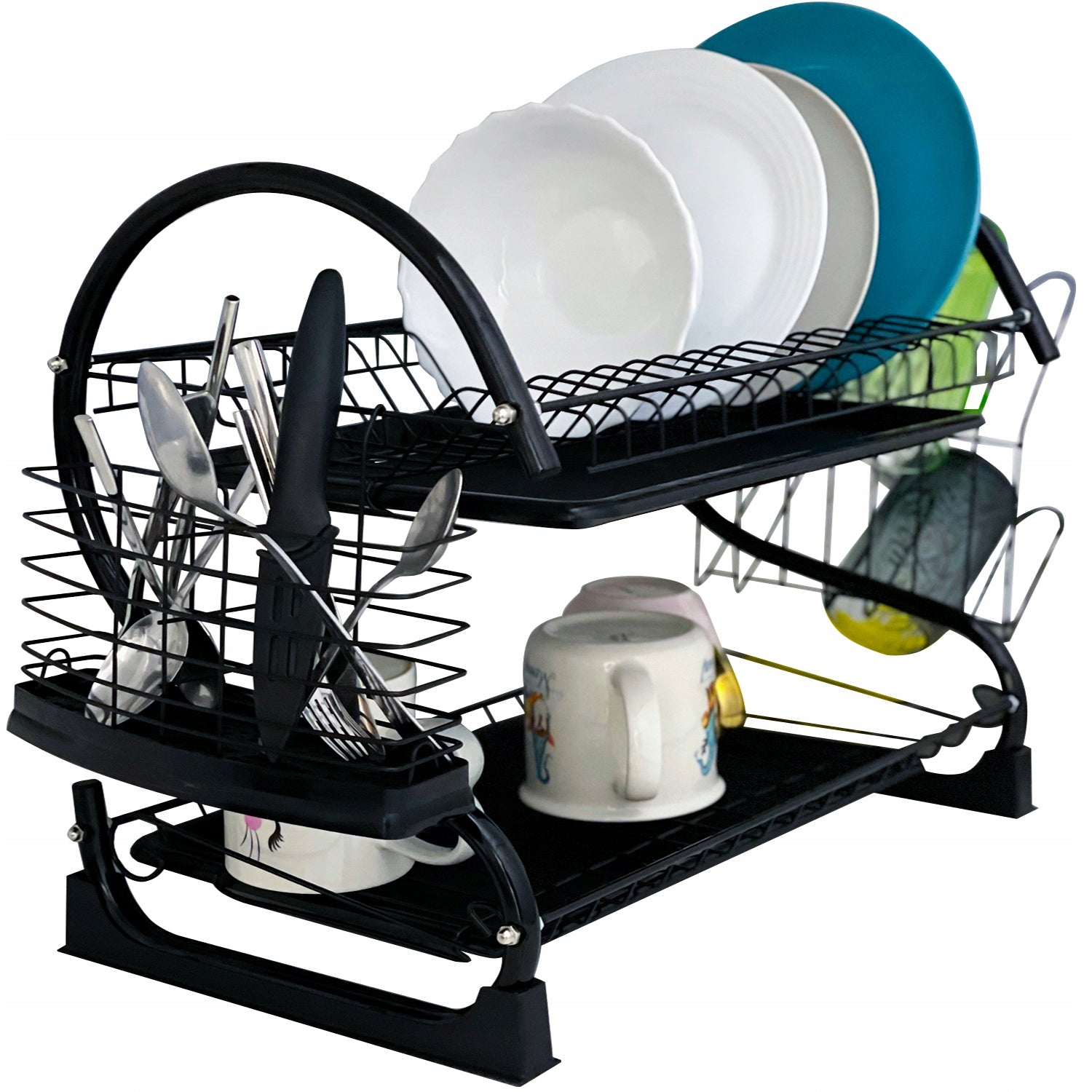 Freestanding Countertop Dryer for Sink Dish Drainer Black AKS