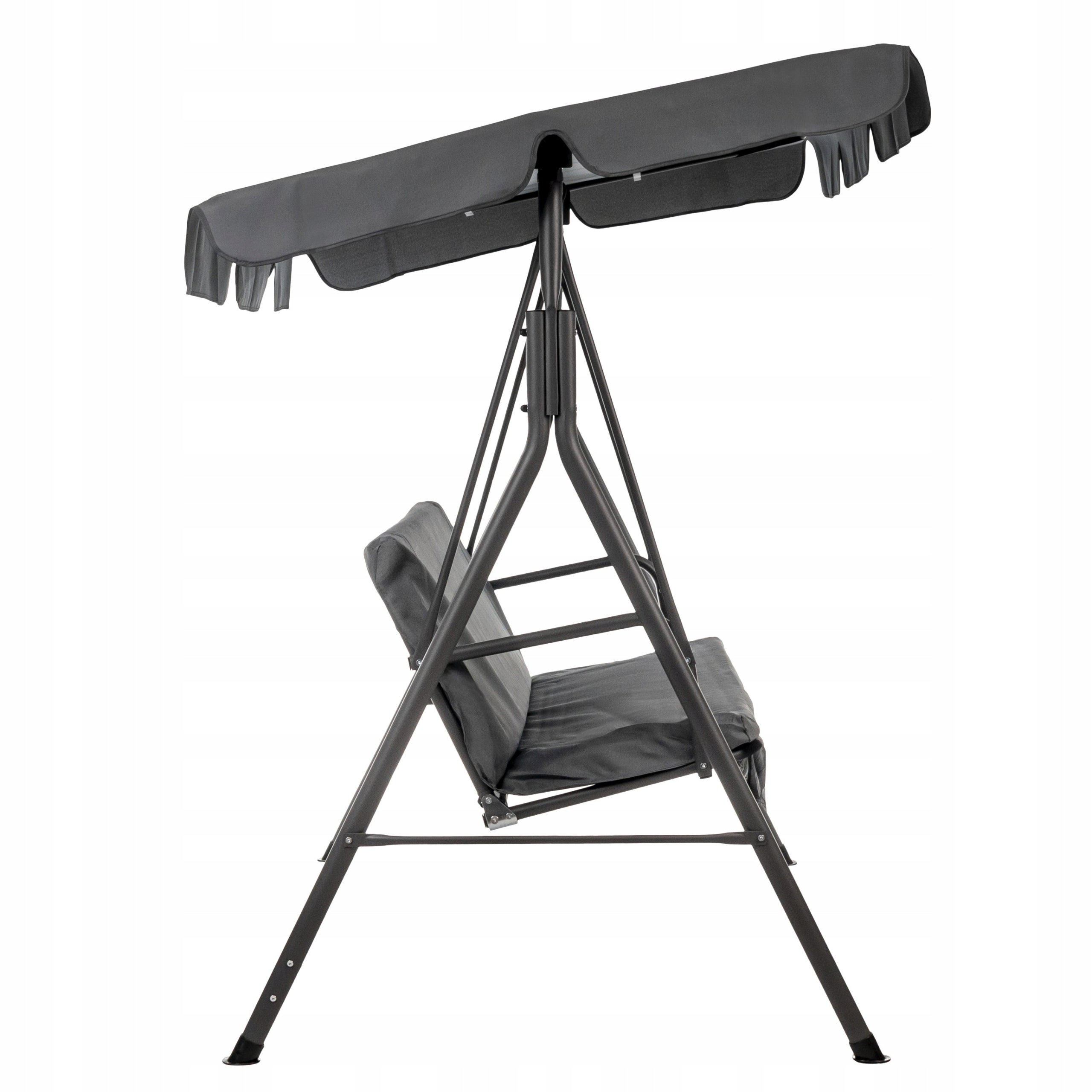 Freestanding Rocking Swing with Canopy 3 Seater Strong Grey Seat width 110 cm