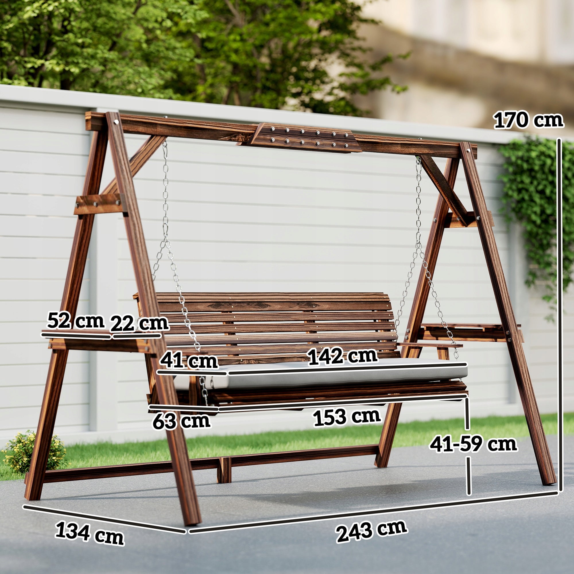 Freestanding garden swing Outsunny 63 x 153cm Manufacturer code 84A-396V00TN