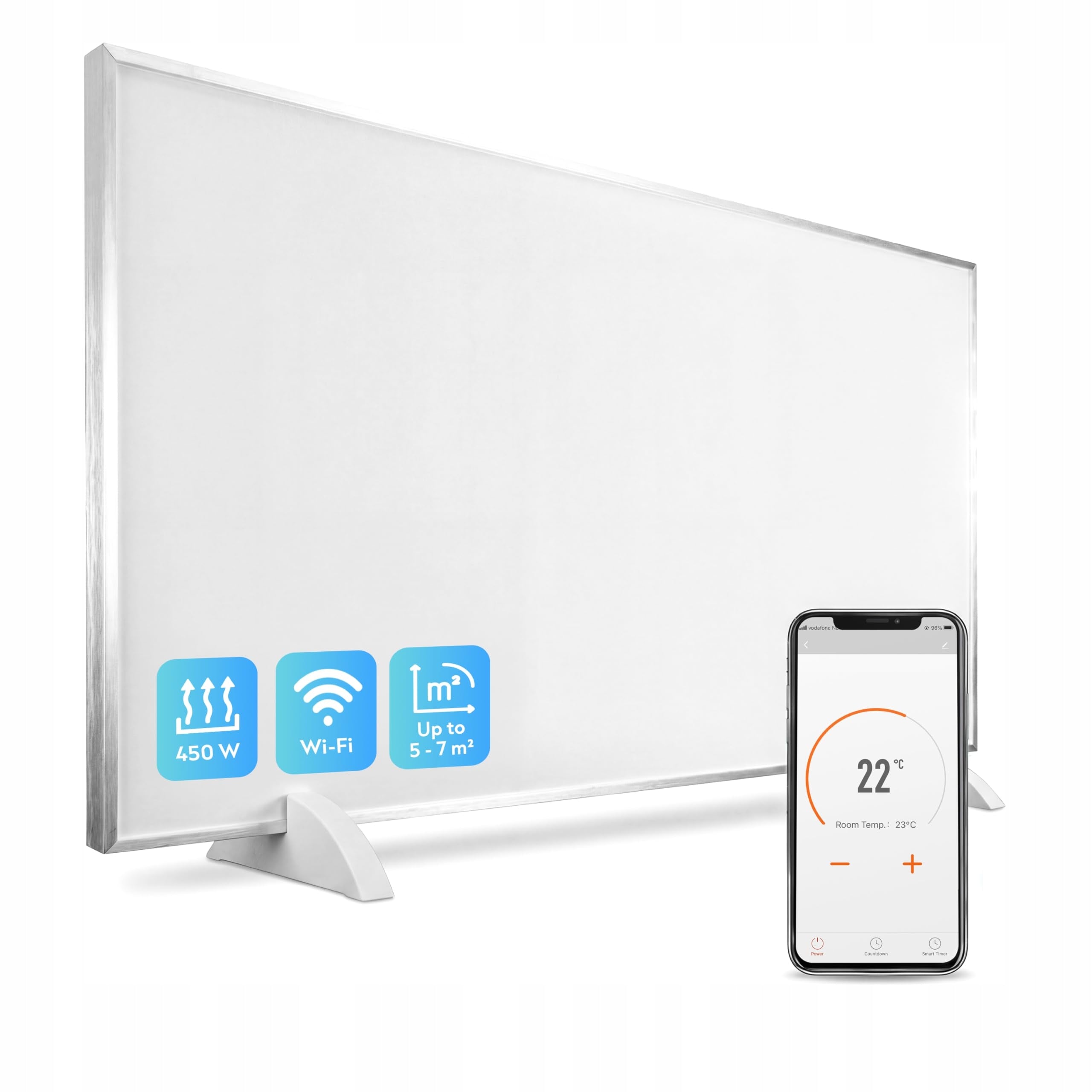 Freestanding infrared heater 450 W – white, 90 x 50 cm