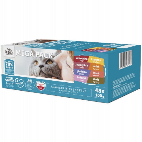 Frendi for cats MEGA PACK pieces of meat and fish in jelly 48x100g