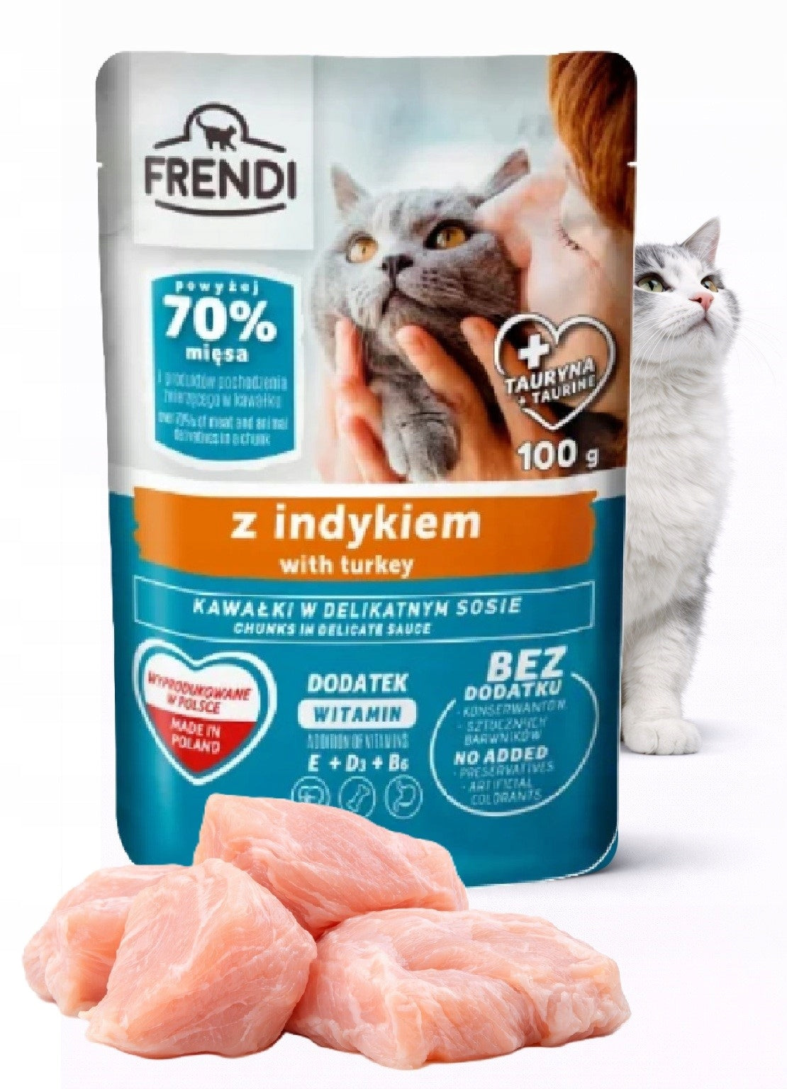 Frendi wet cat food turkey in sauce 70% meat 100g sachet