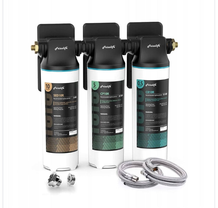 Frizzlife TW10 Under Sink Water Filtration System Set of 3 Filters