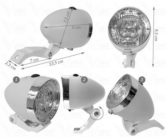 Front Bike Light Black 3x LED 2 Functions Battery Operated Manufacturer code 68420
