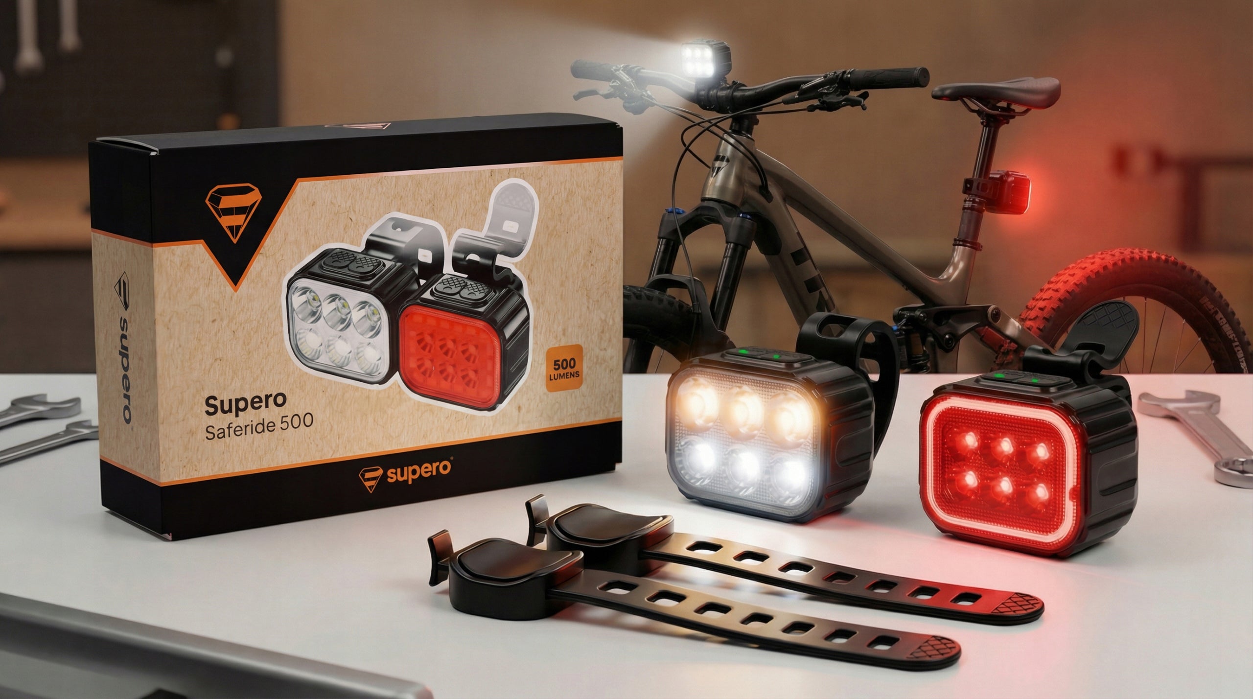 Front Bike Light Set Rear LED Light 500lm Light For Baby Packaging status original