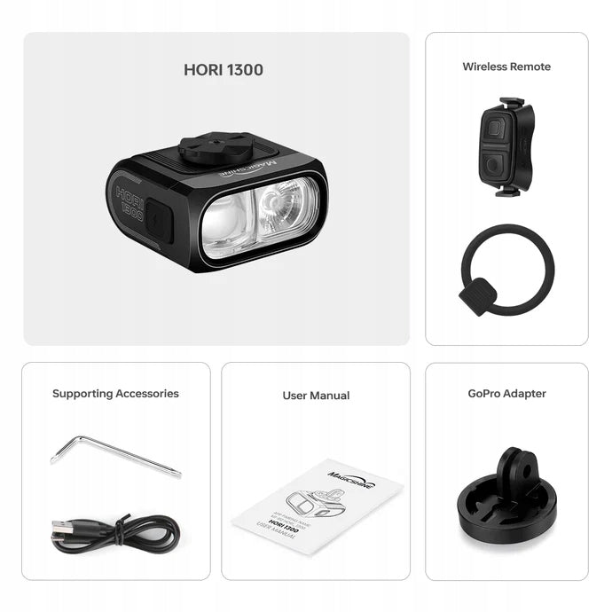 Front Light Magicshine HORI 1300 with Remote Control USB-C IPX6 1300lm Kind front-facing